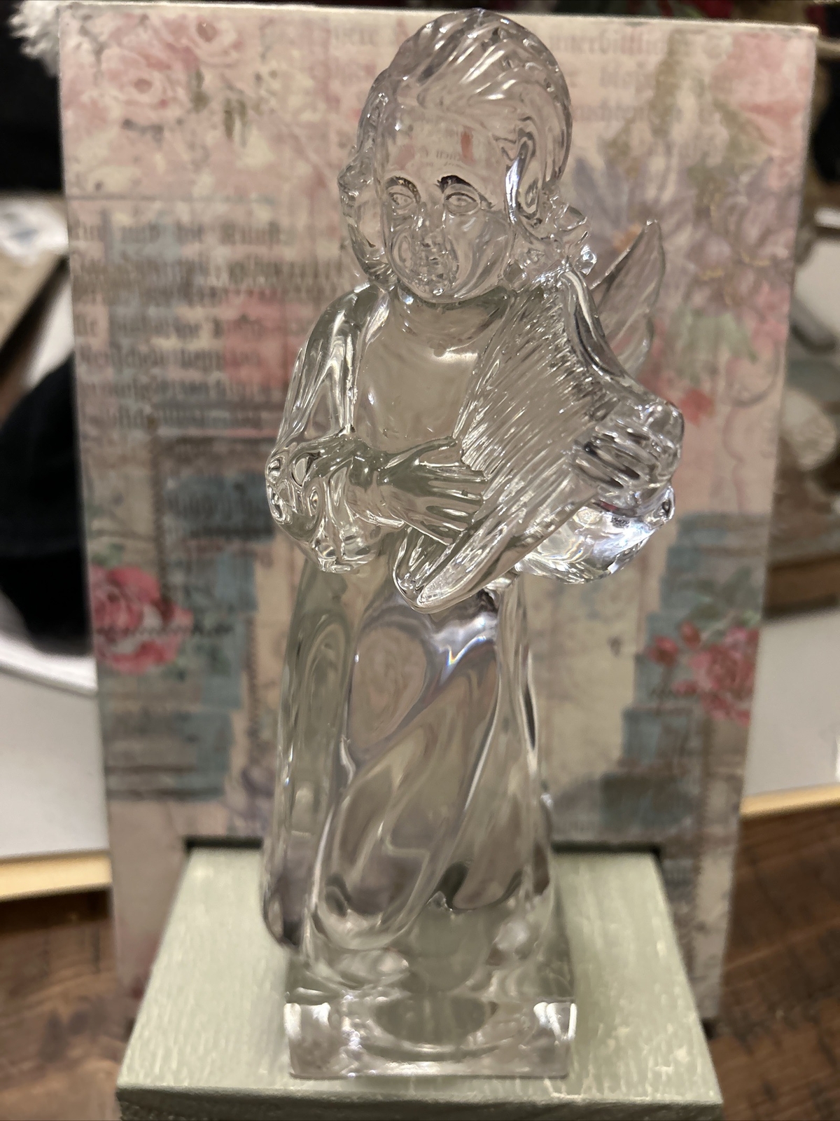 MIKASA Herald Collection German Full Lead Crystal Angelic Harp 7-1/2″ Figurine