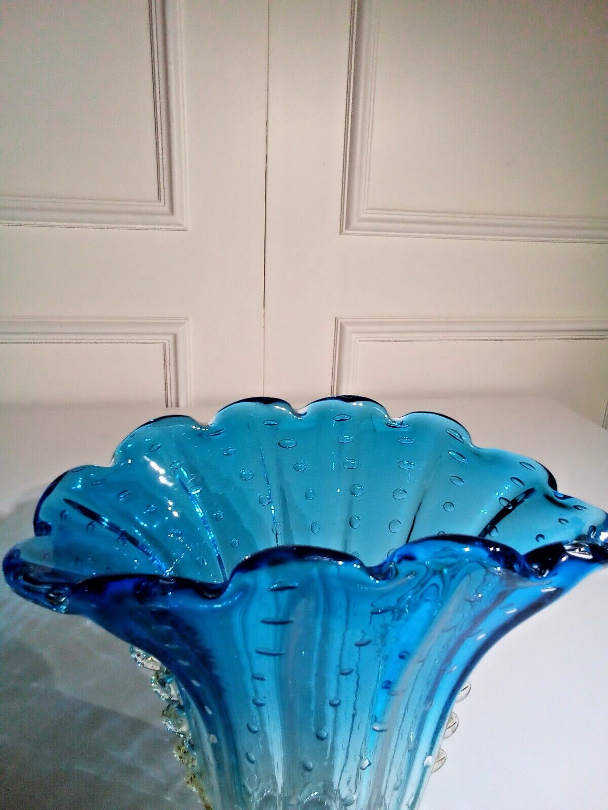 Barovier Toso Murano Large Controlled Bubble Bullicante Hand Blown Glass Vase