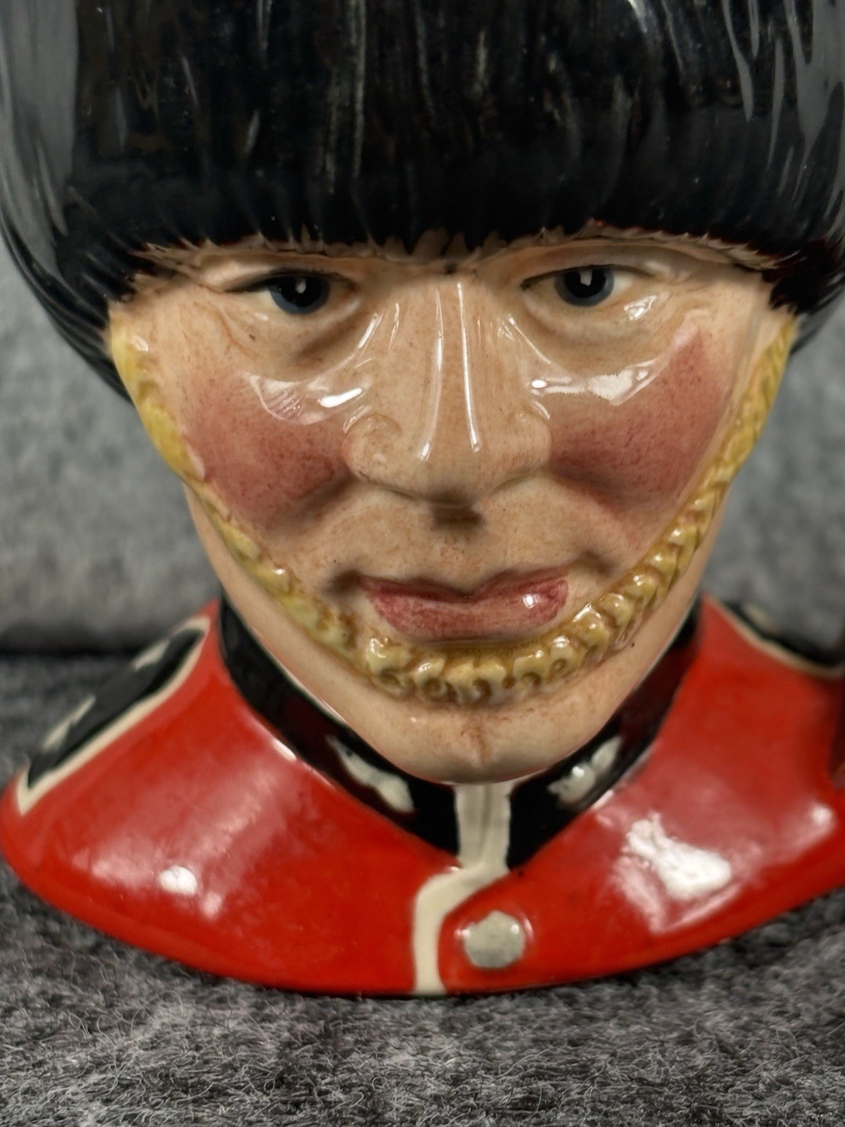 Royal Doulton Porcelain The Guardsman Small Character Jug, Shot – D6771 4″ Tall