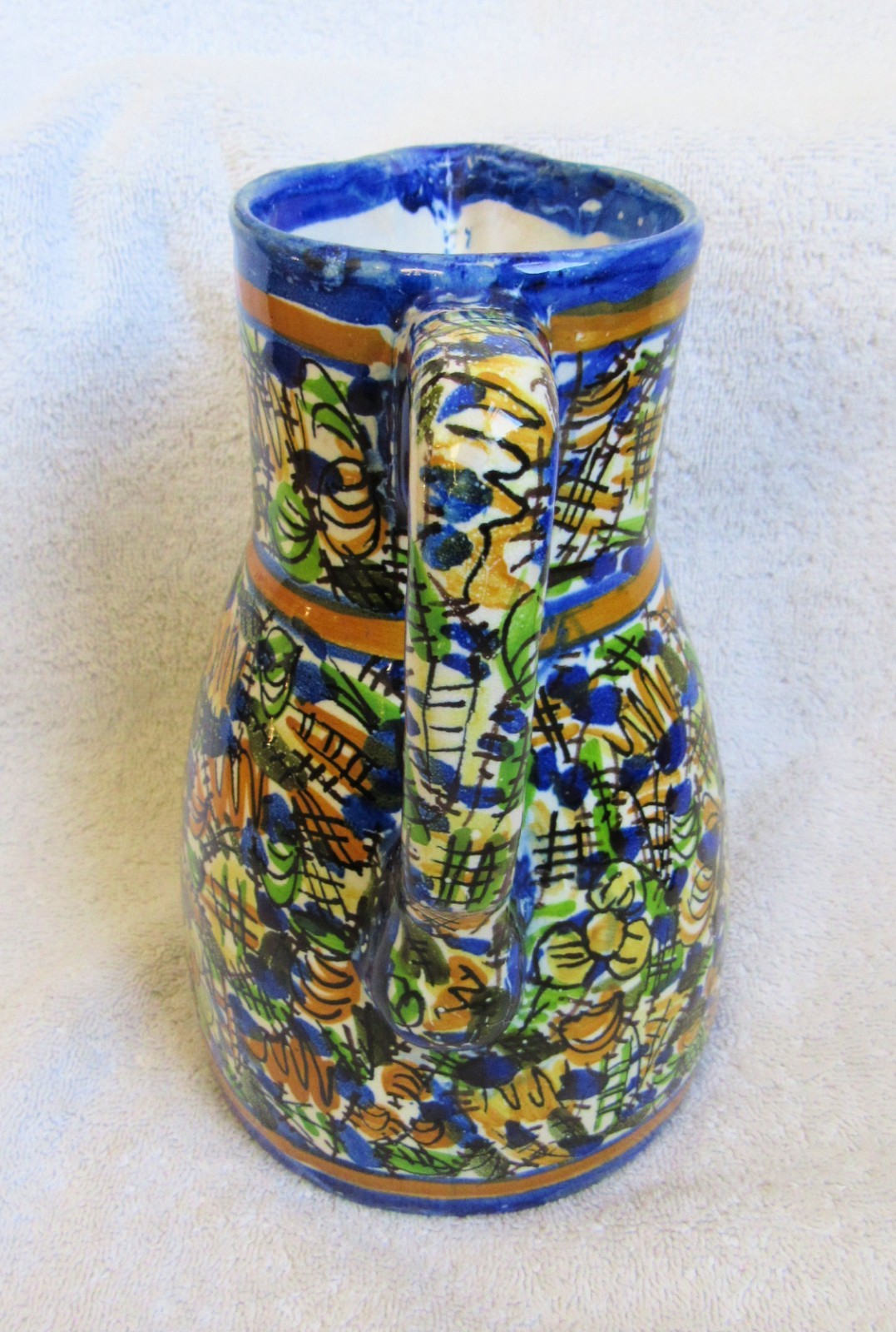 Vintage European Folk Art Pottery Pitcher Czechoslovakia Germany France Italy