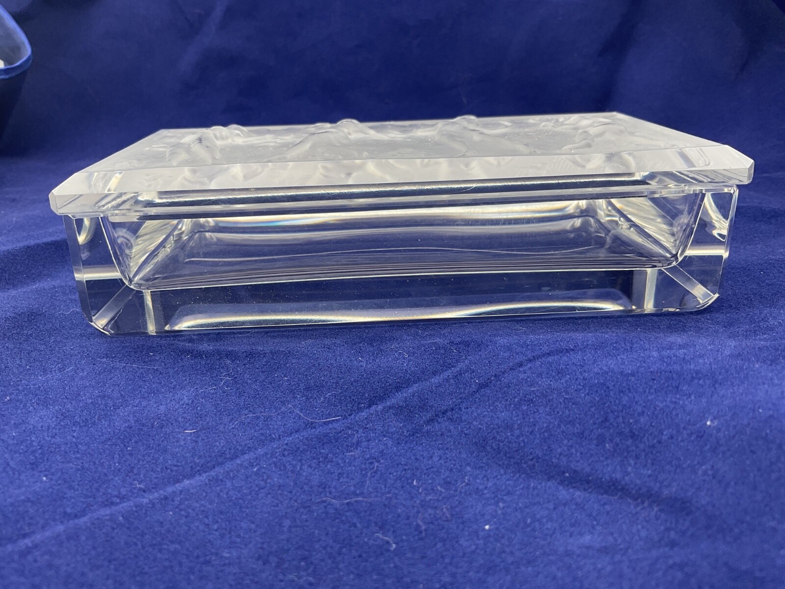 vintage Hoffman Schlevogt Lalique look glass box girls dancing to flute