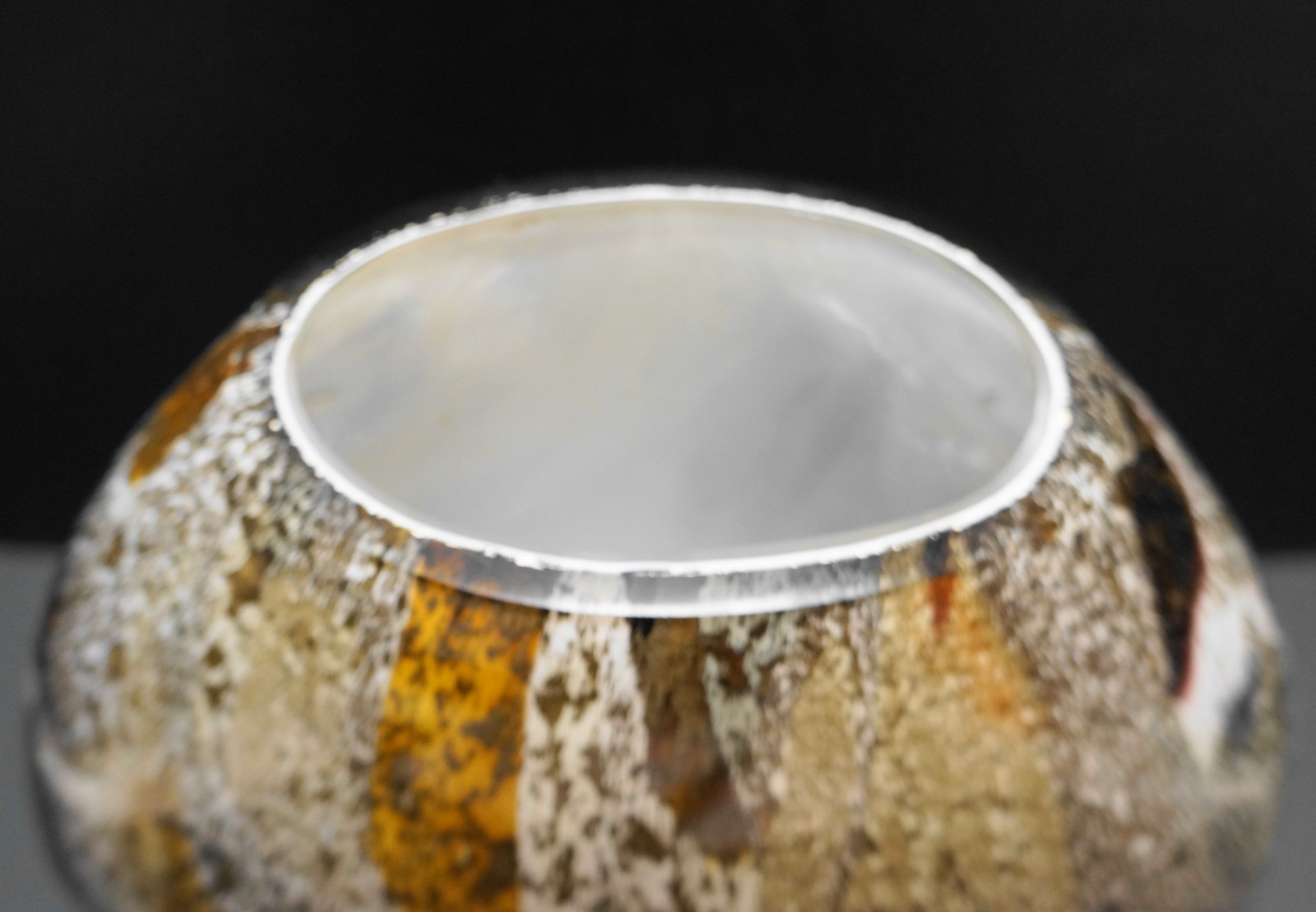 CB2 Alborz Brown Cream Variegated Art Glass Vase Made in India Crate & Barrel