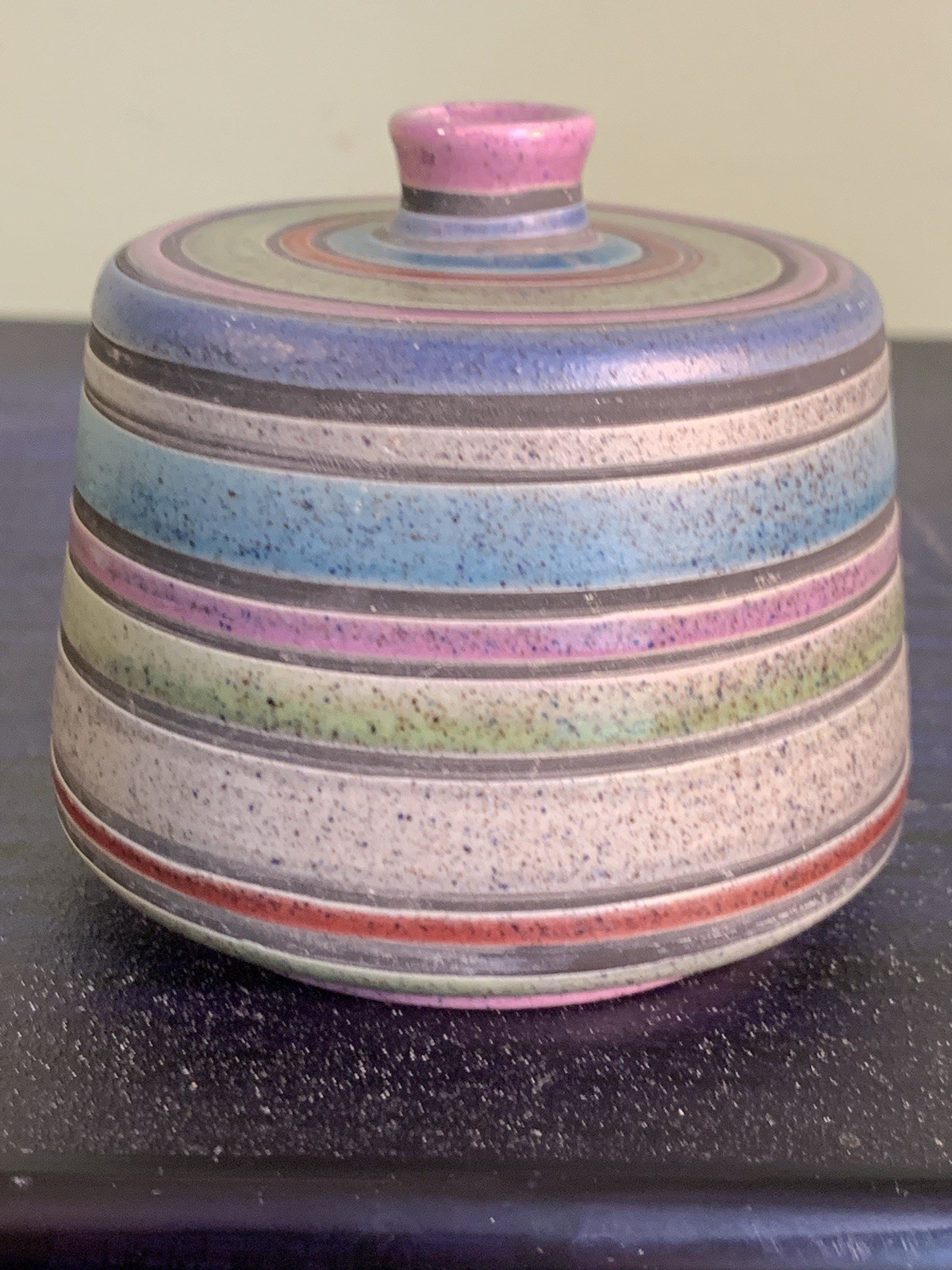 Bitossi 3 Inch Small Seed Vase Aldo Londi Fasce Colorate Pottery Italy MCM VTG