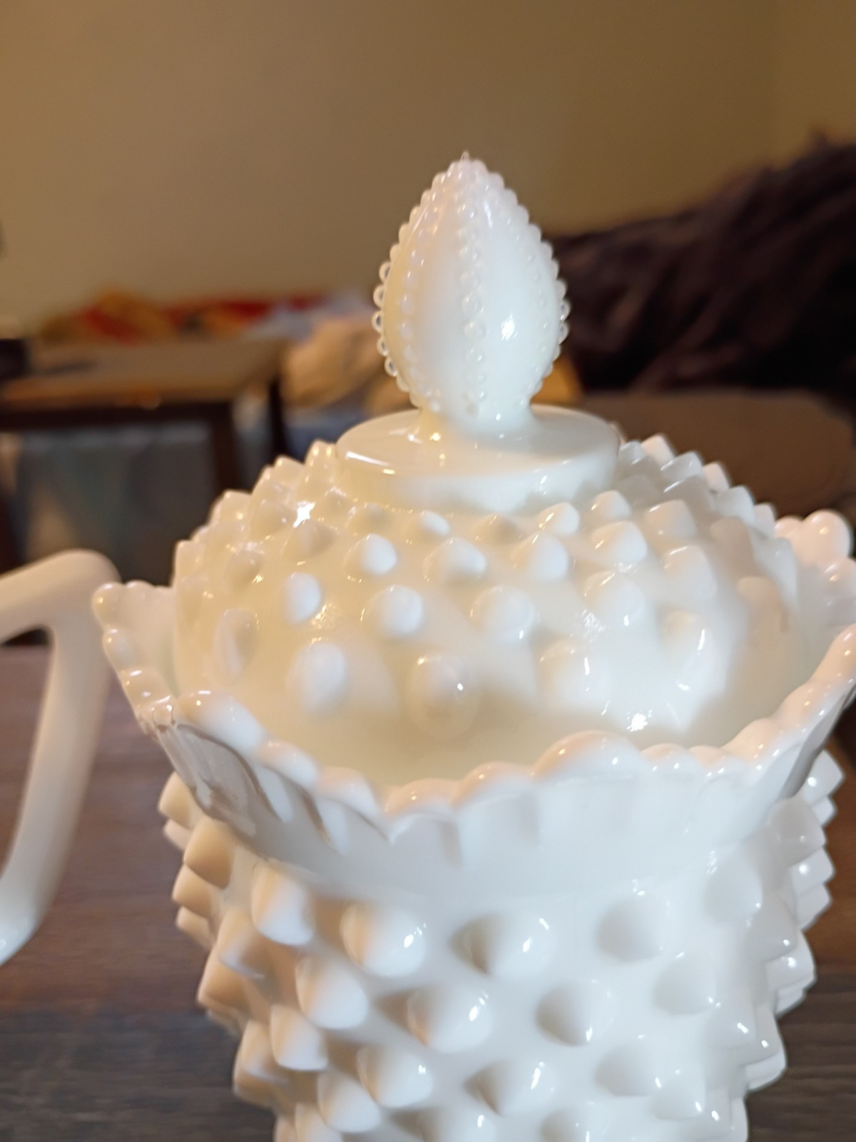 Antique FENTON Hobnail Milkglass Lot 2 With 1 Lid