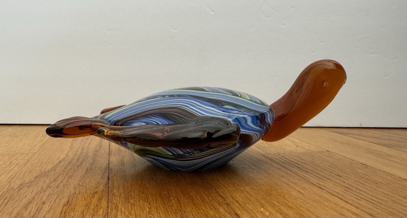 Hand Blown Glass Sea Turtle Paperweight / Figurine Murano Style Multicolored
