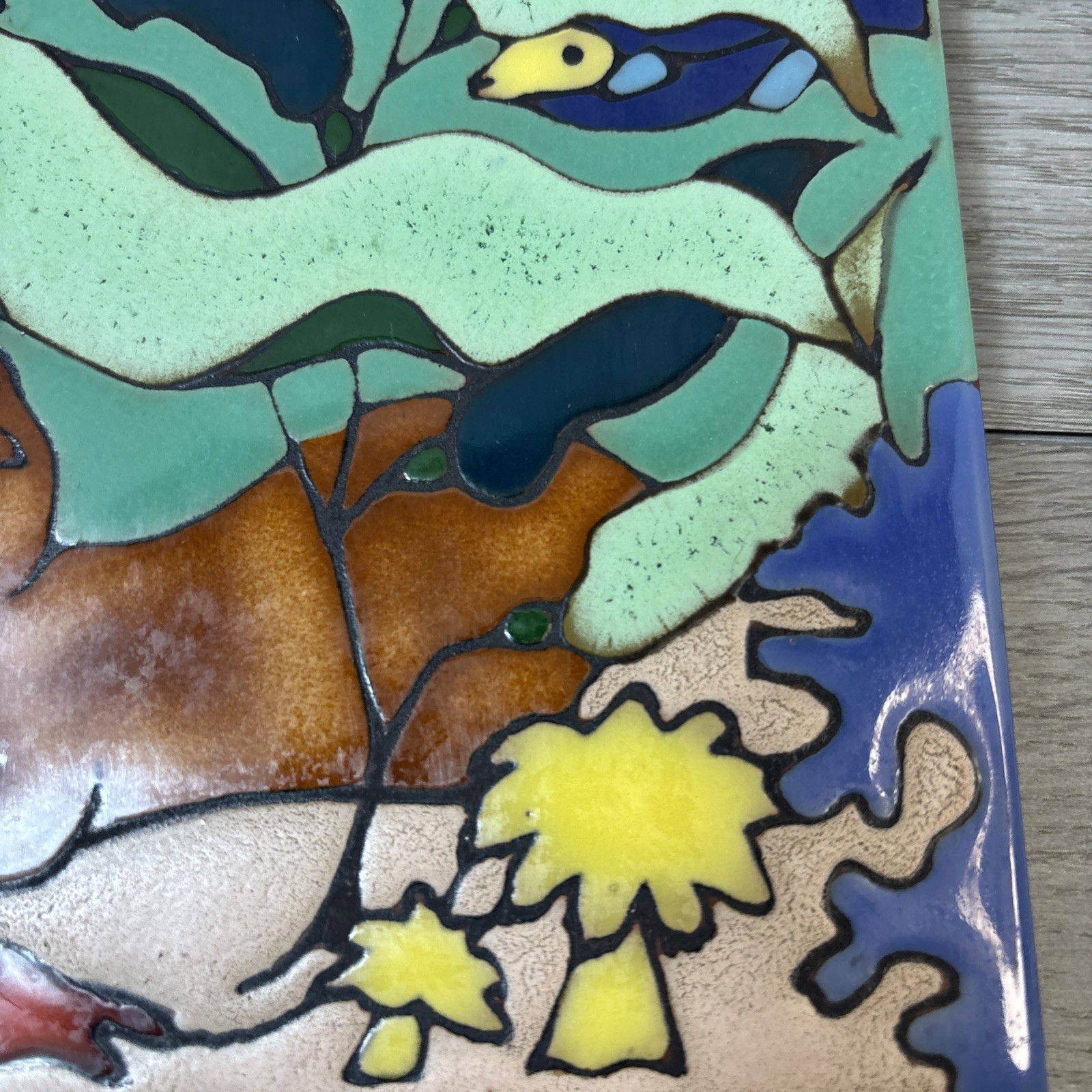 Vintage Hand Painted Water Ocean Wall Hanging Trivet Hot Pad