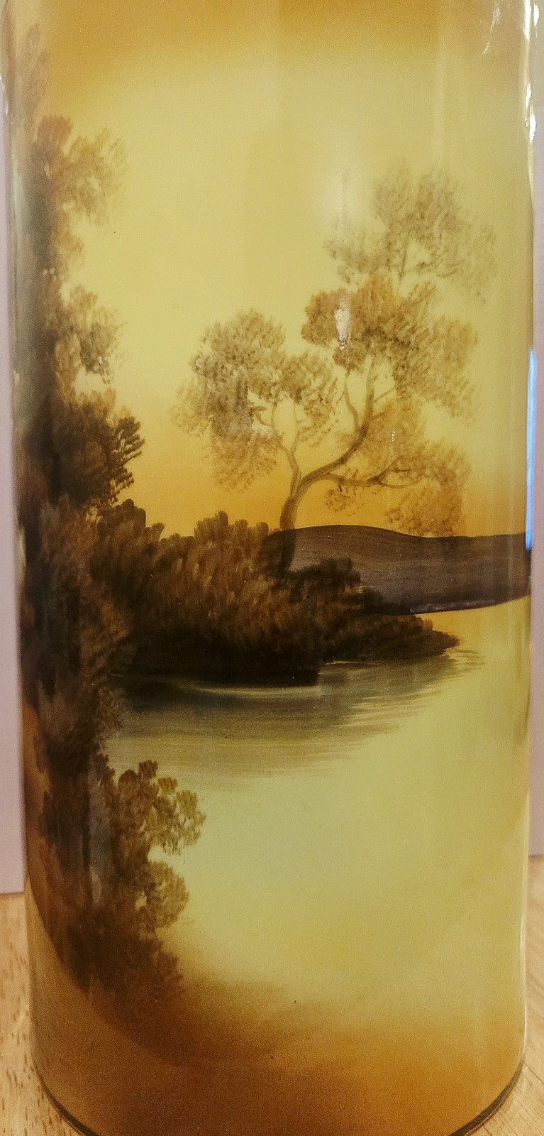 Noritake Morimura hand-painted Cylinder Mantel Vase 9.5″ Tall period 1900-1930
