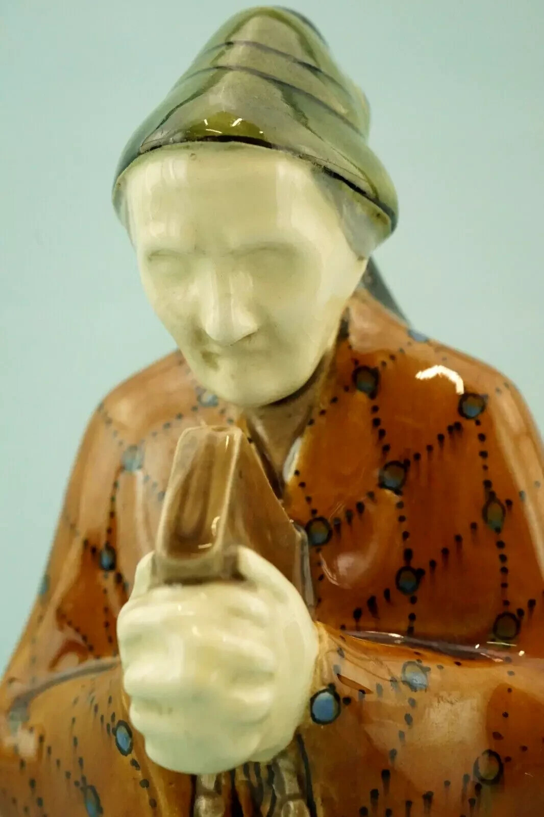 M. POWOLNY Wiener Keramik Ceramic sculpture Old woman Bible and rosary Austria