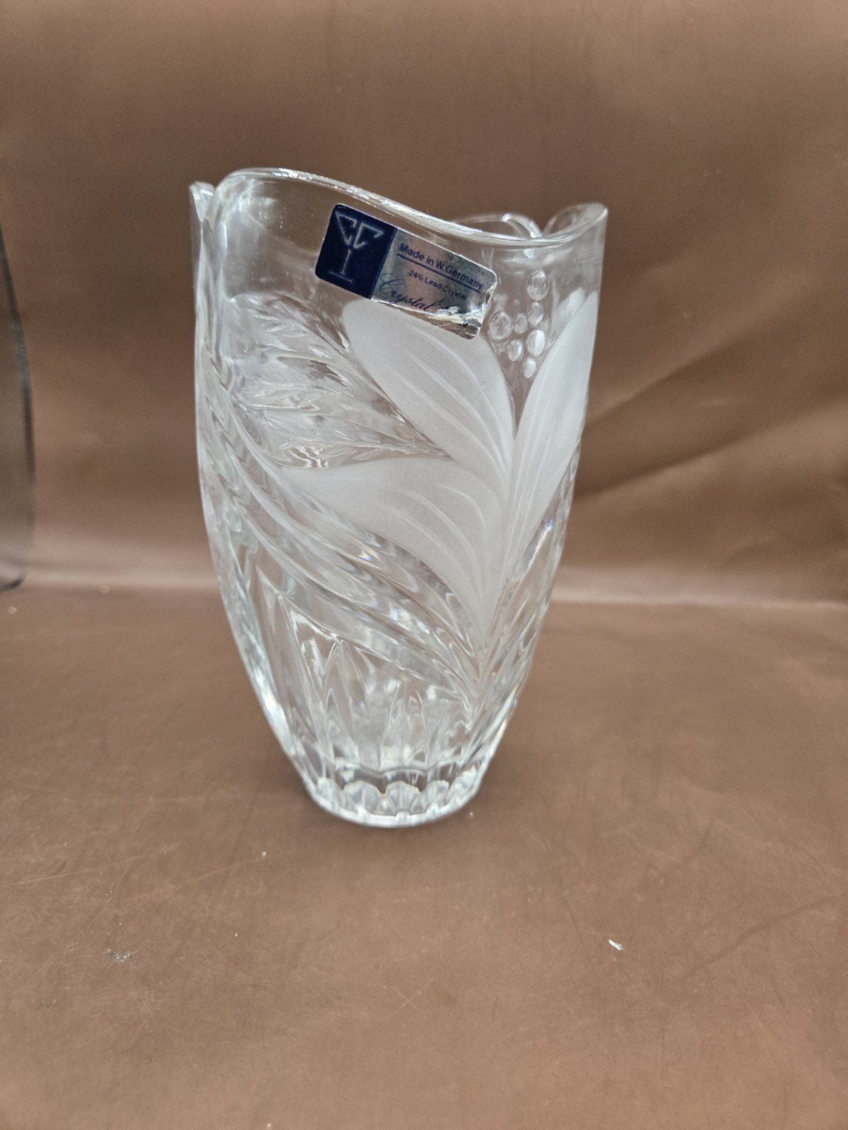 Crystal Clear Industries Made Germany 24% Lead Crystal 6 1/4” Floral Vase