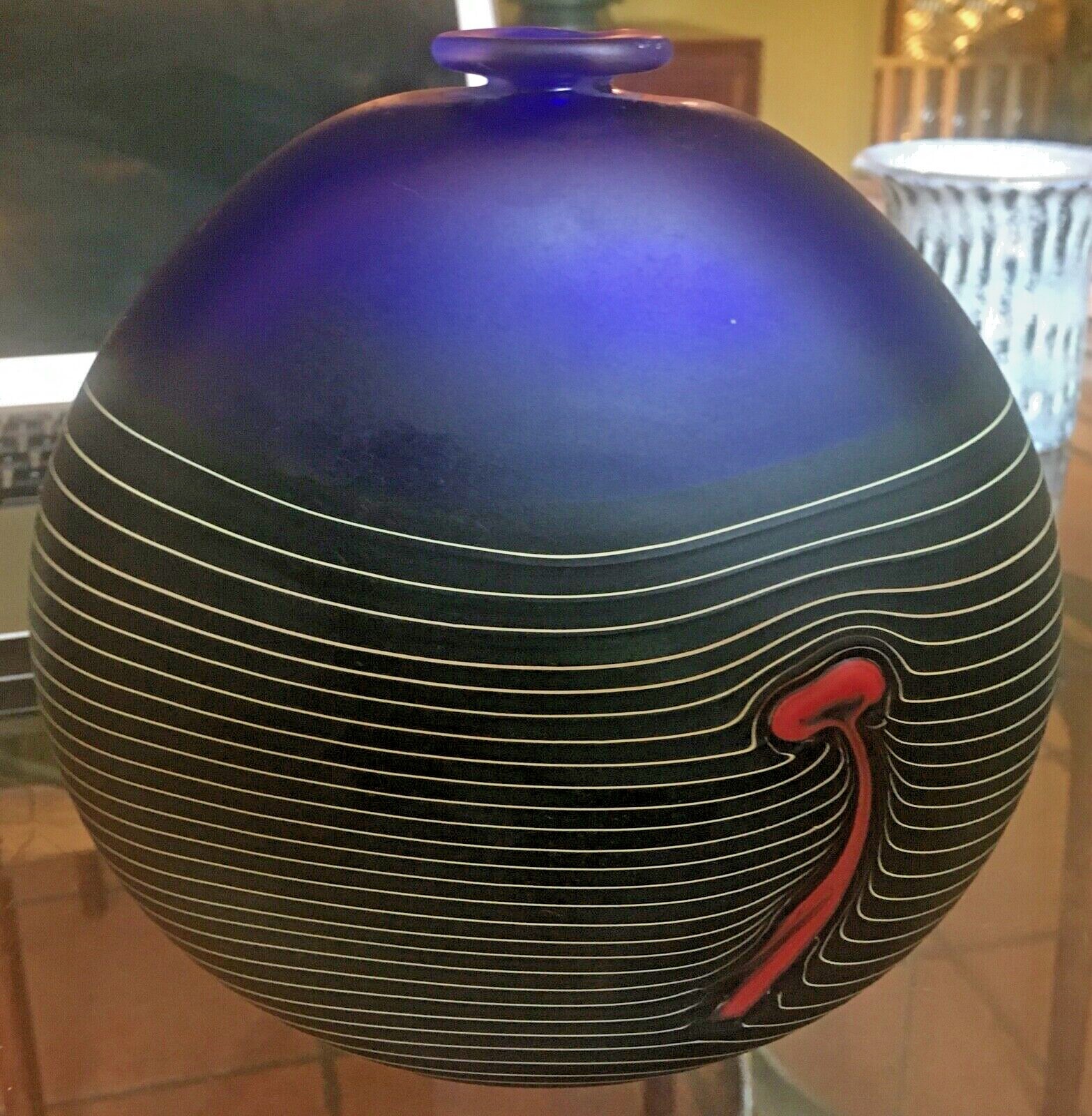 Denizen Studio Robert Wynne Art Glass Peacock Feather Vase