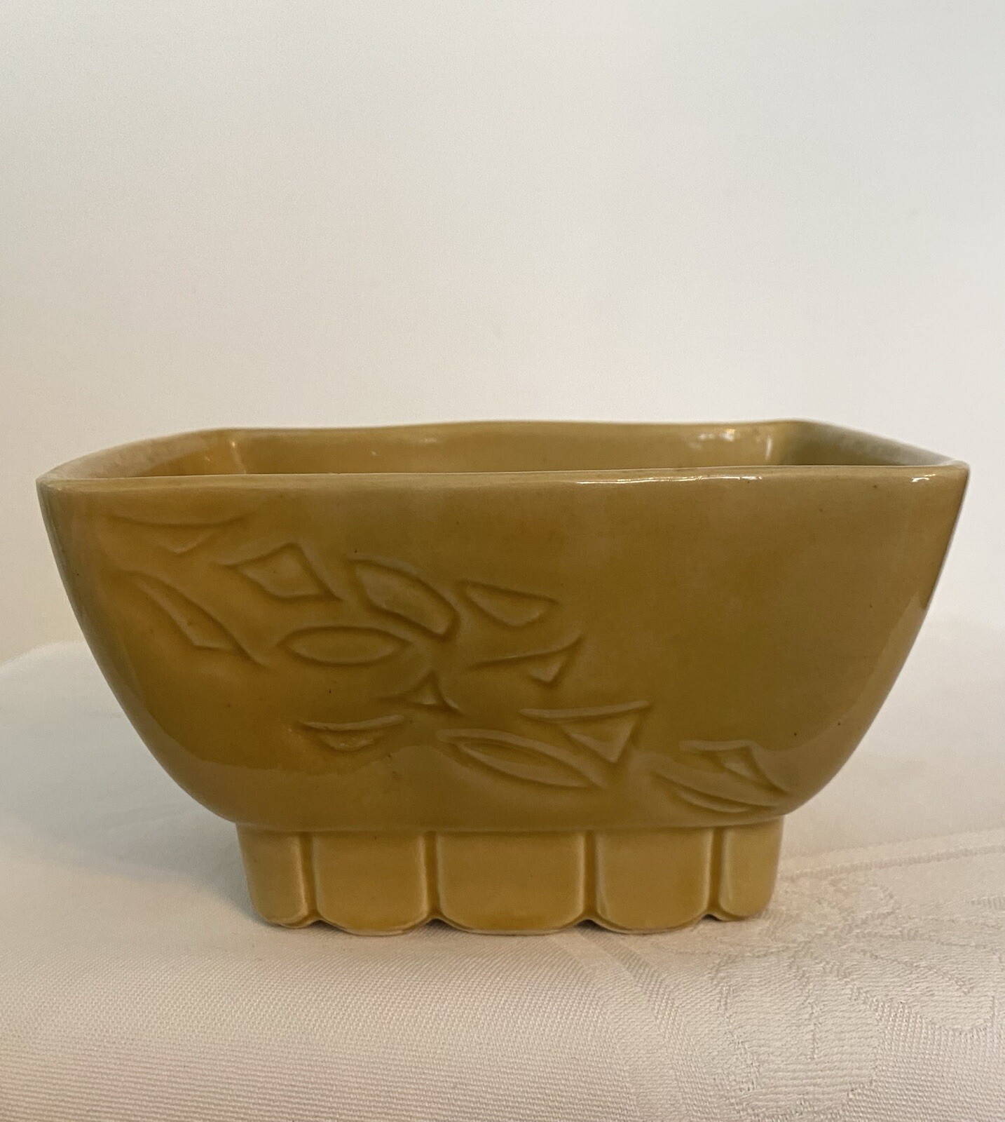 Vintage Cookson Pottery USA Planter Harvest Gold MCM Glazed Ceramic 6.5”