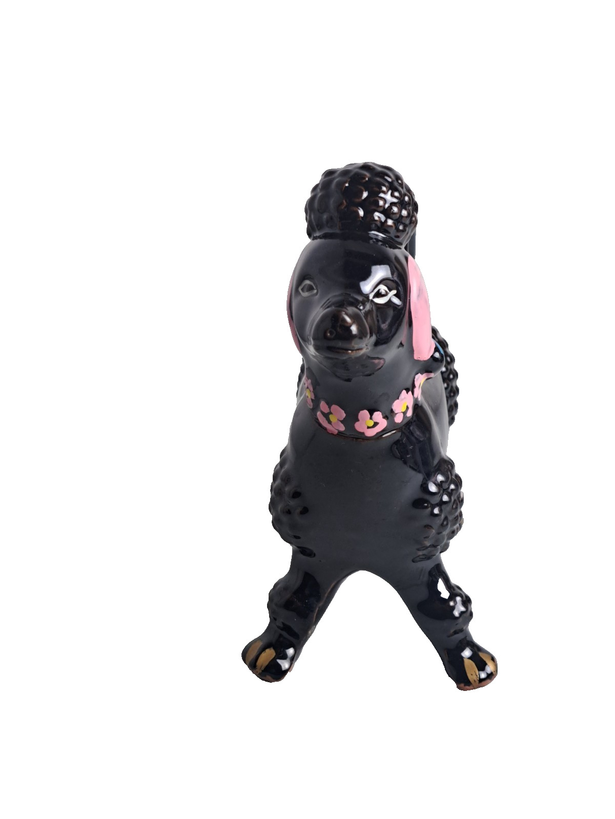 VTG. 50’s 60’s Redware Pottery BLACK FRENCH POODLE CERAMIC PLANTER