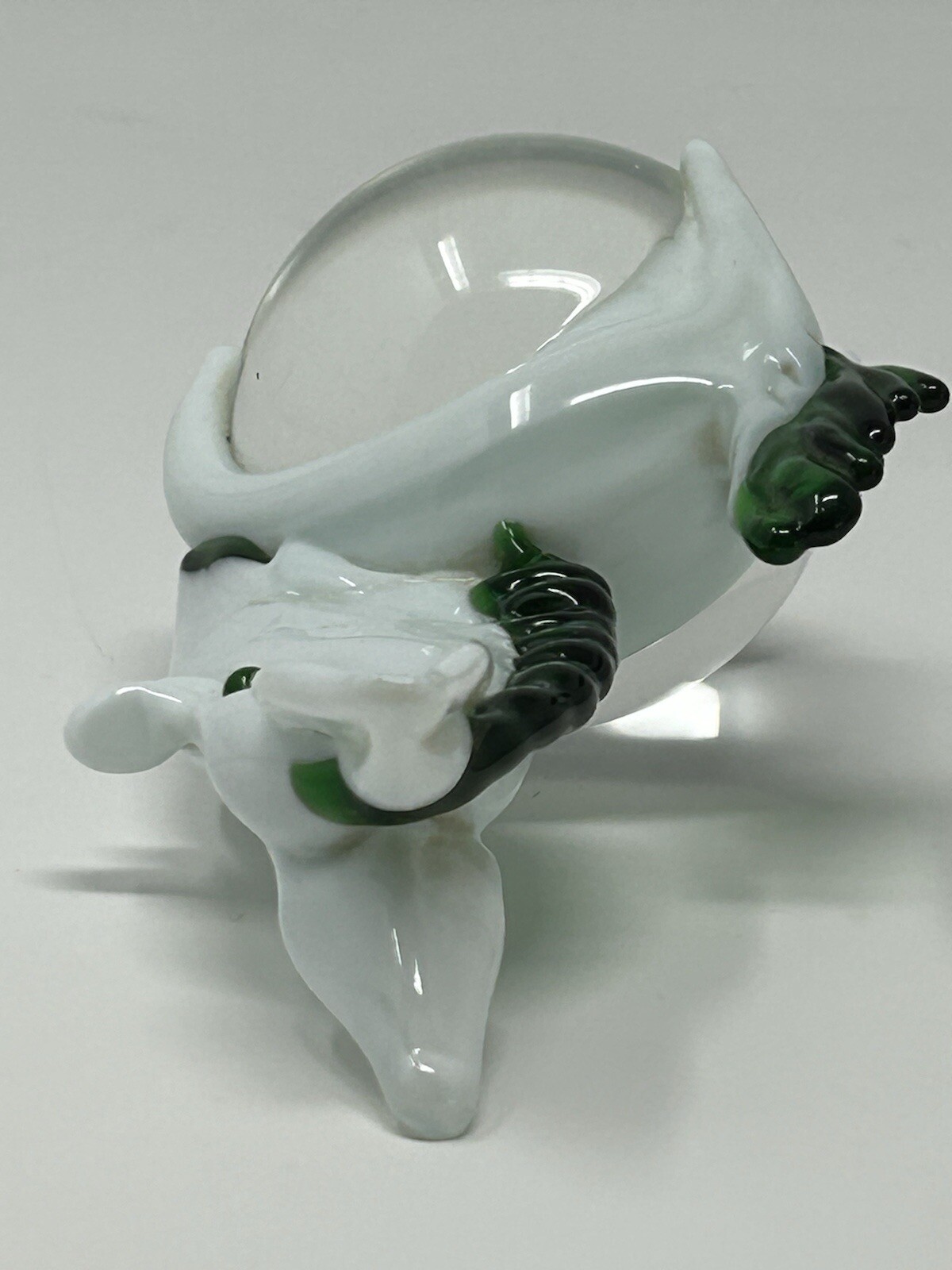 Art Glass Horse Donkey White/Green Figurine Paperweight VTG 5 1/2×3 1/2 READ