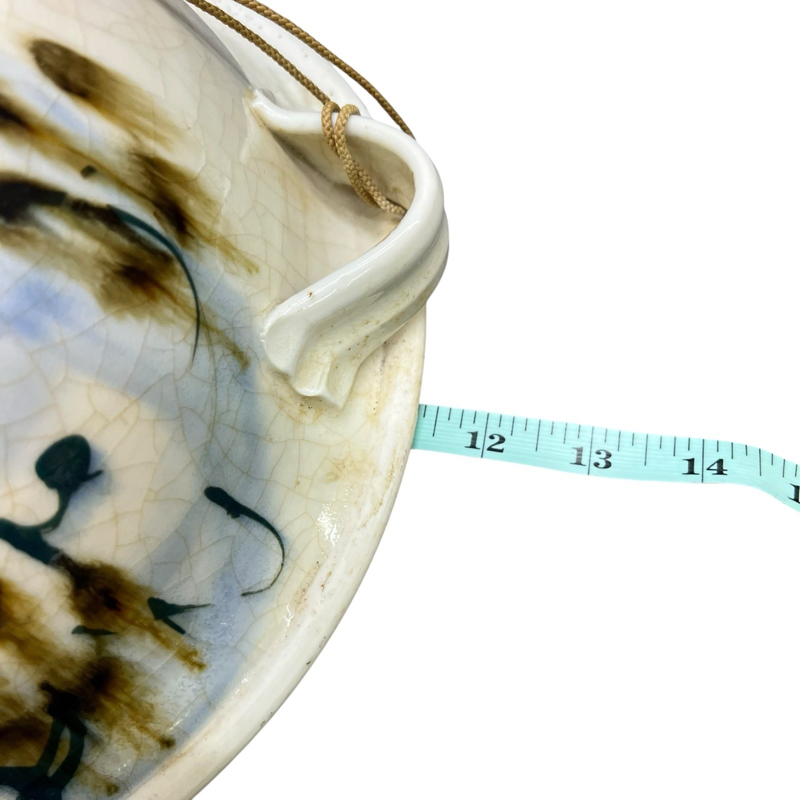 Vintage Mid Century Ceramic Hanging Planter Bowl Drip Glaze Style 11.5” MCM