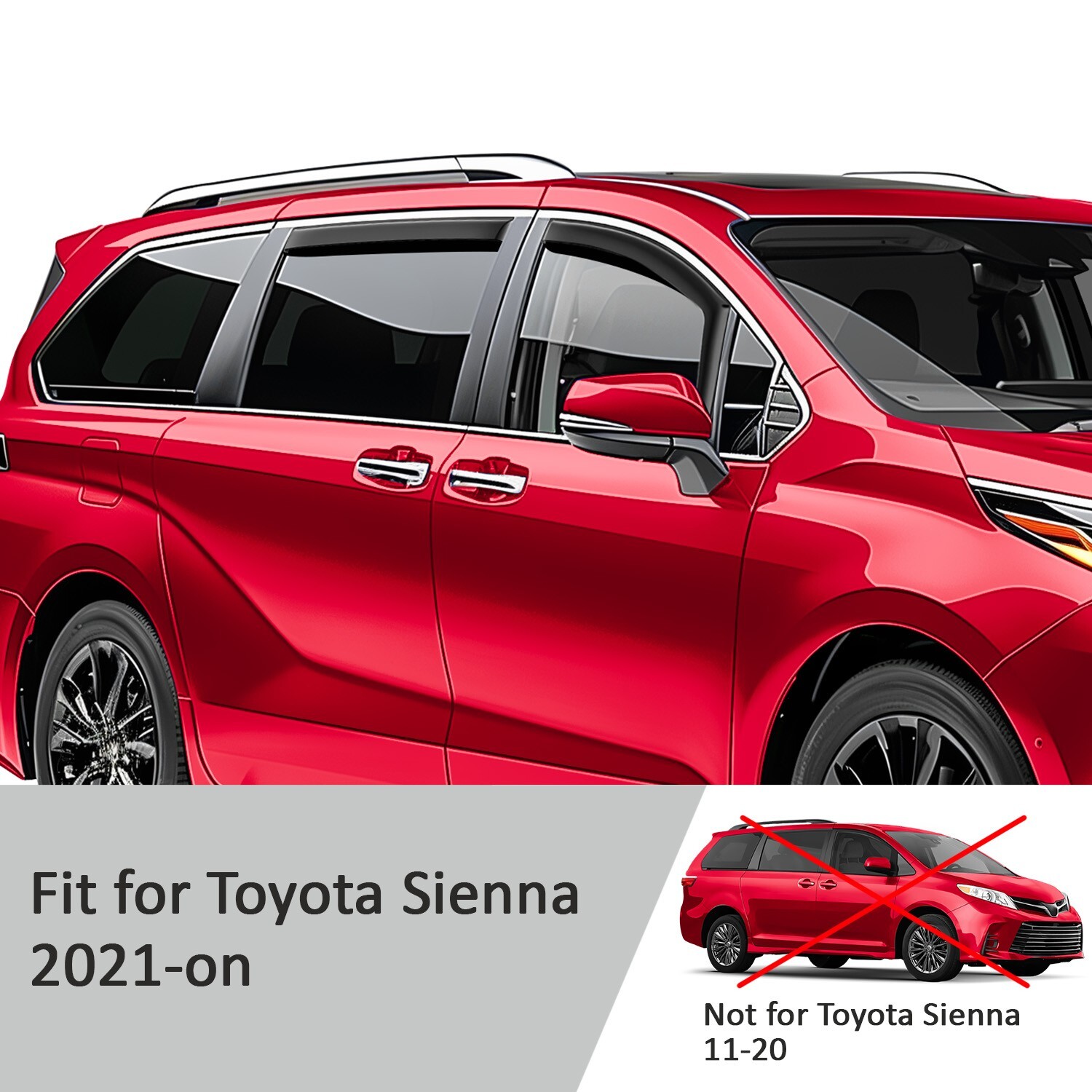 Side Window Deflectors Rain Guards for 2021-2026 Toyota Sienna SHATTERPROOF