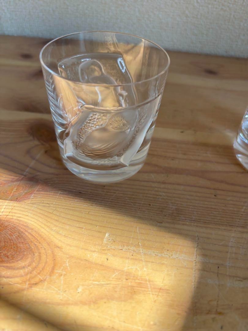 LALIQUE Lalique Hulotte Owl Glass Pair of Glasses 2.3×2.5in used