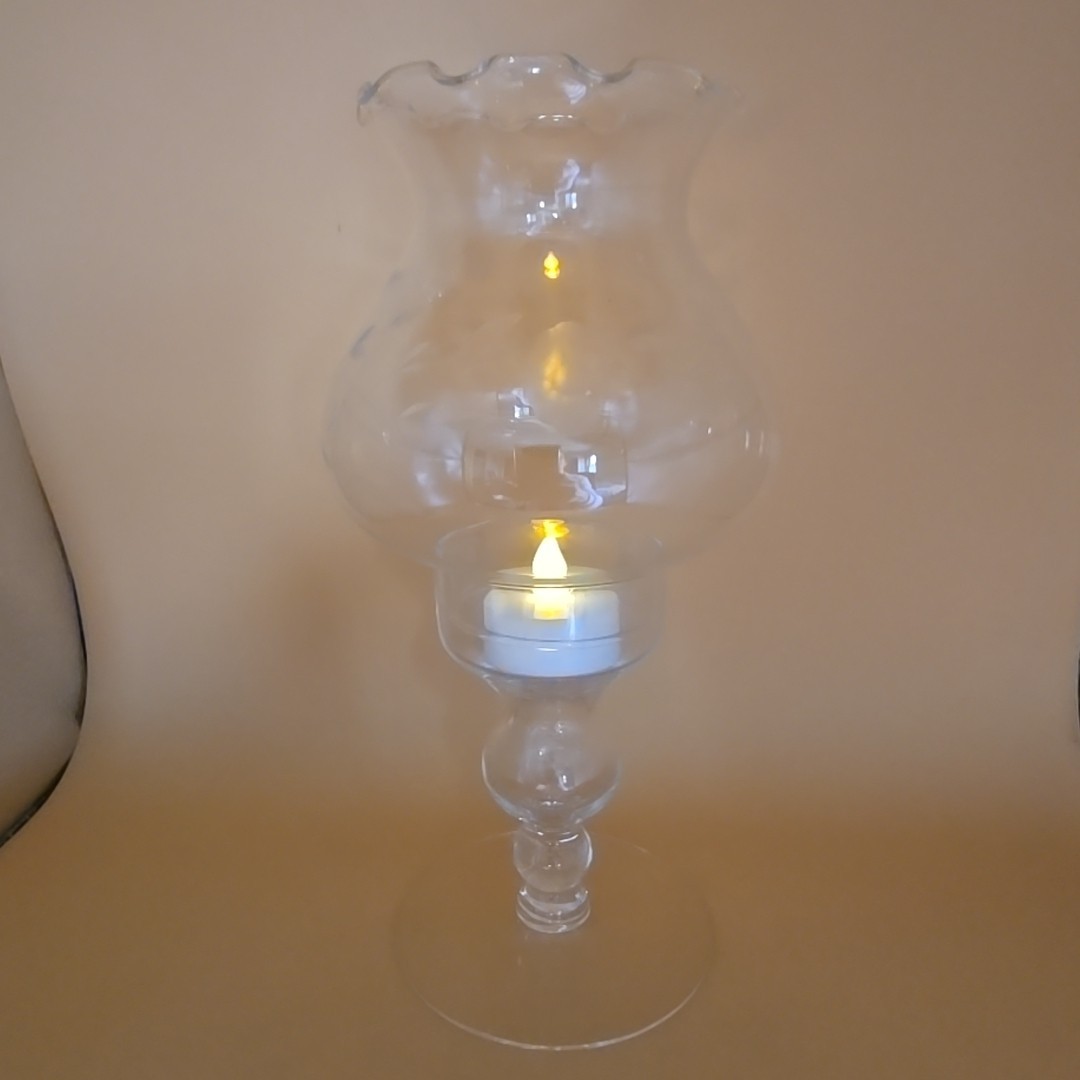 VTG Princess House Heritage Etched Crystal Two Piece Hurricane Candle Holder