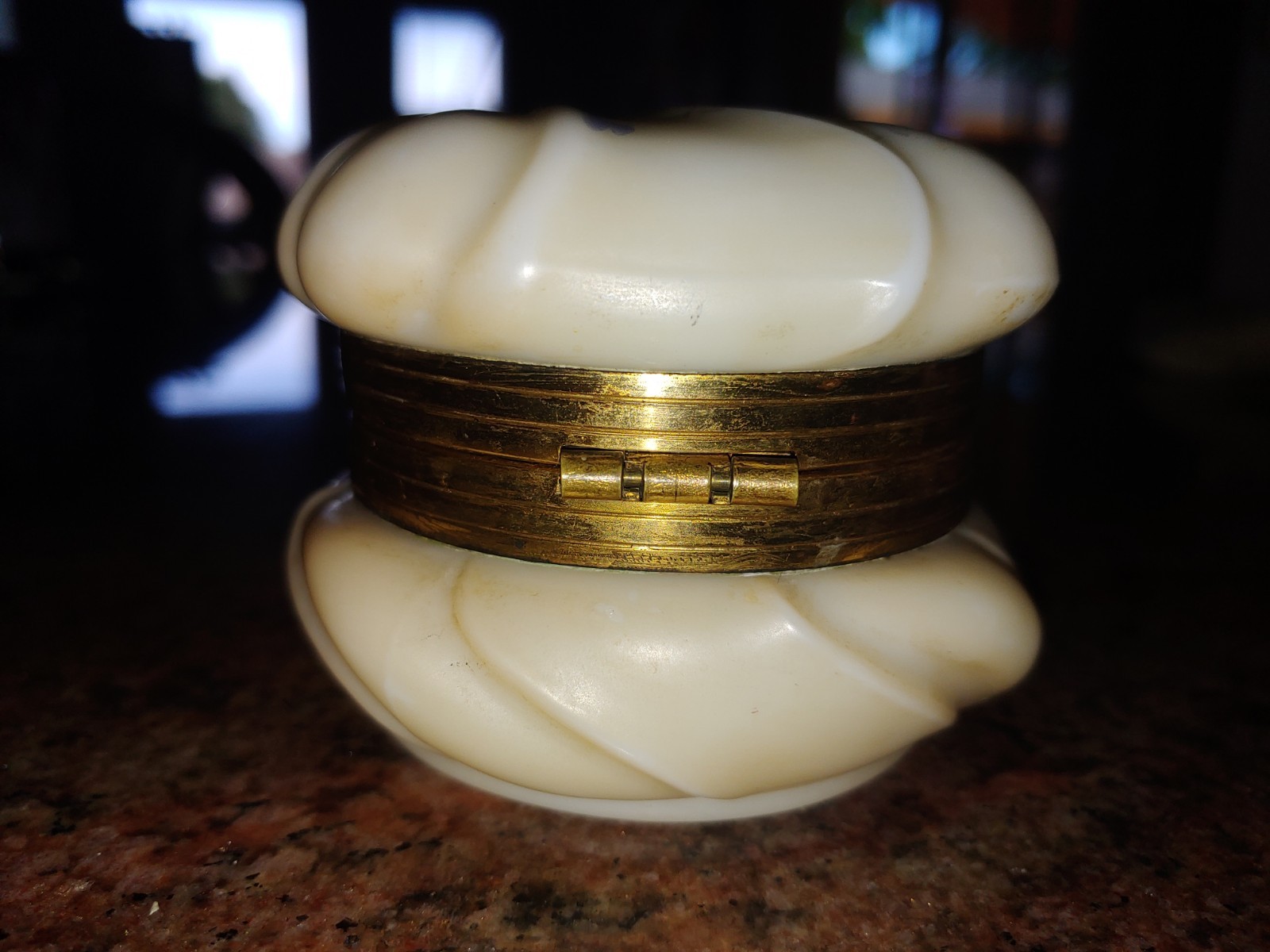 Wavecrest Style Victorian Milk Glass Forget Me Nots Hinged Glass Trinket Box