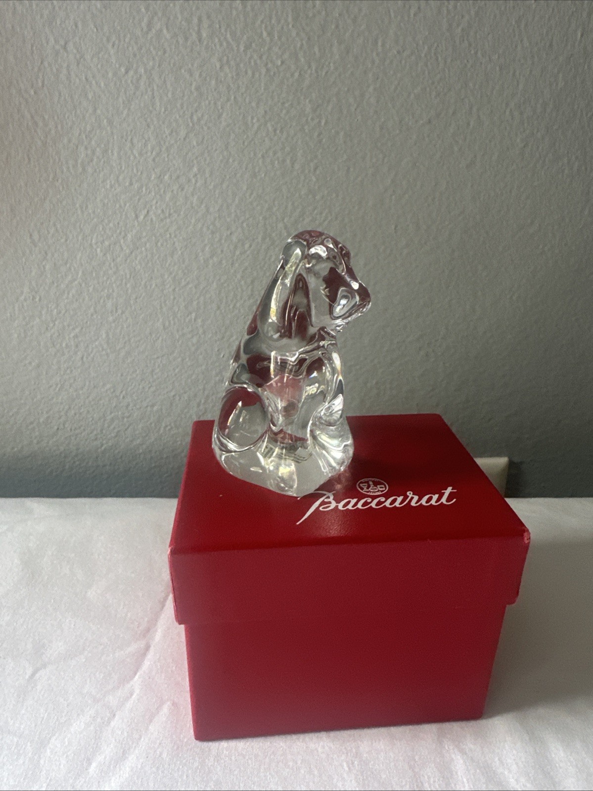 Baccarat France Glass Crystal Hound Spaniel Dog Puppy Figurine Danbury Mint