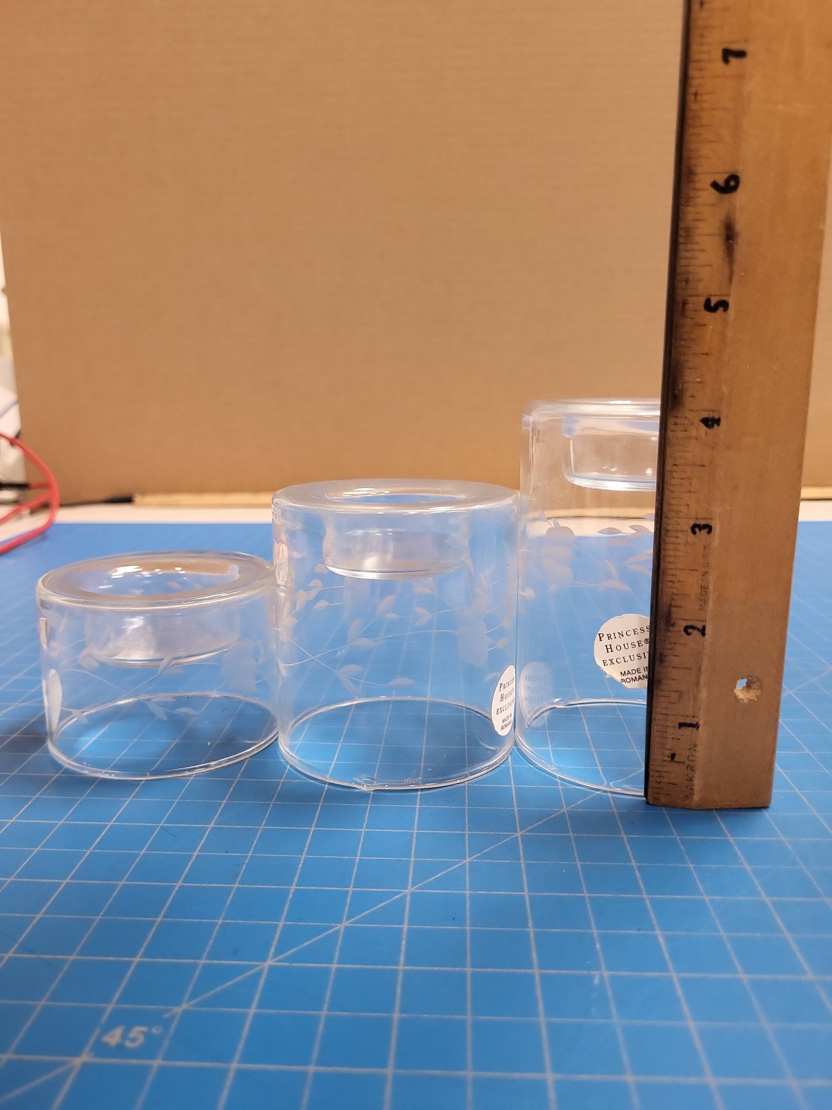Princess House Exclusive Votive Candle Holders Set 3 Romania Clear Glass Decor