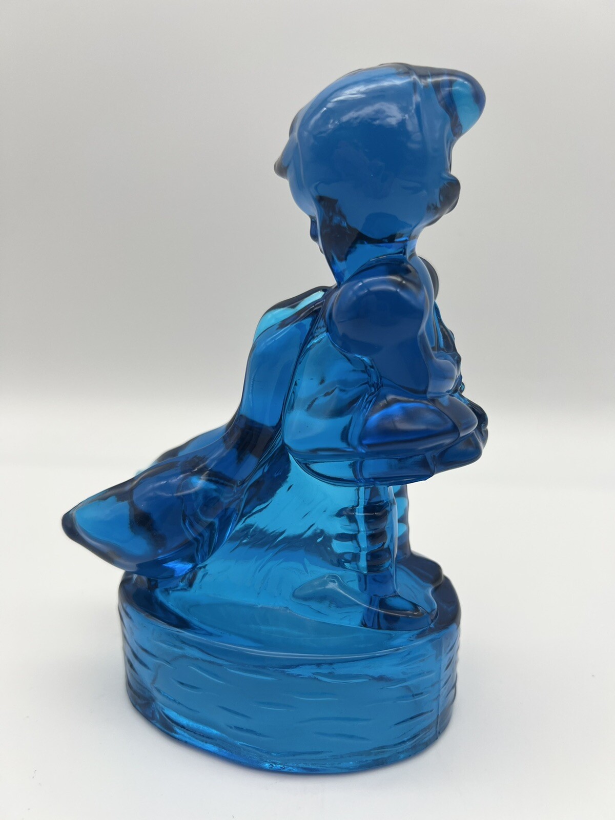 Vintage LE Smith Blue 3D Art Glass Child Girl Geese Decorative Figurine