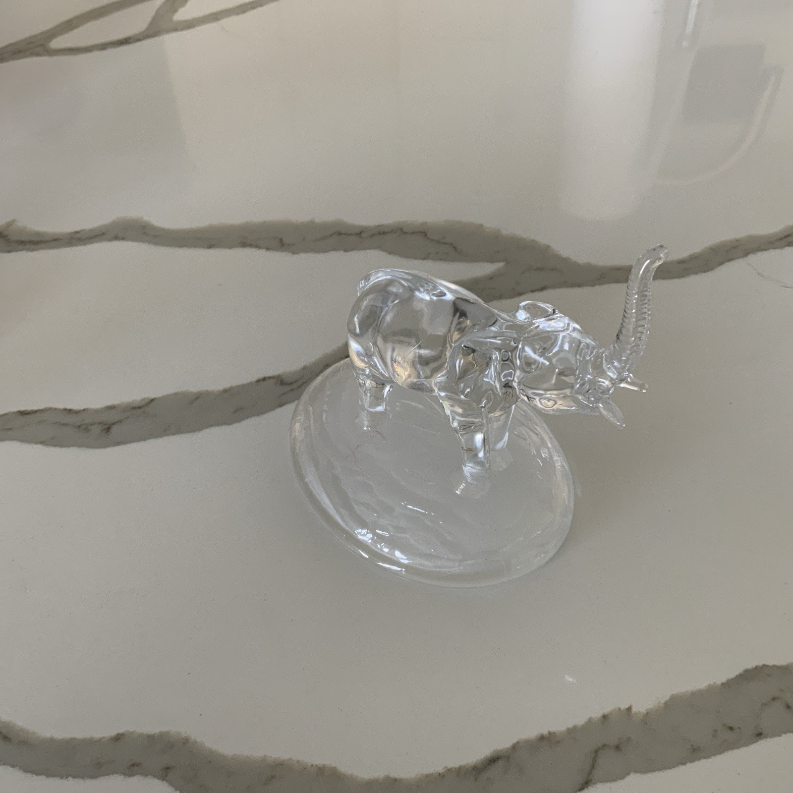 Glass Crystal Elephant Figurine Statue Sculpture Pachyderm Trunk Up Art Decor