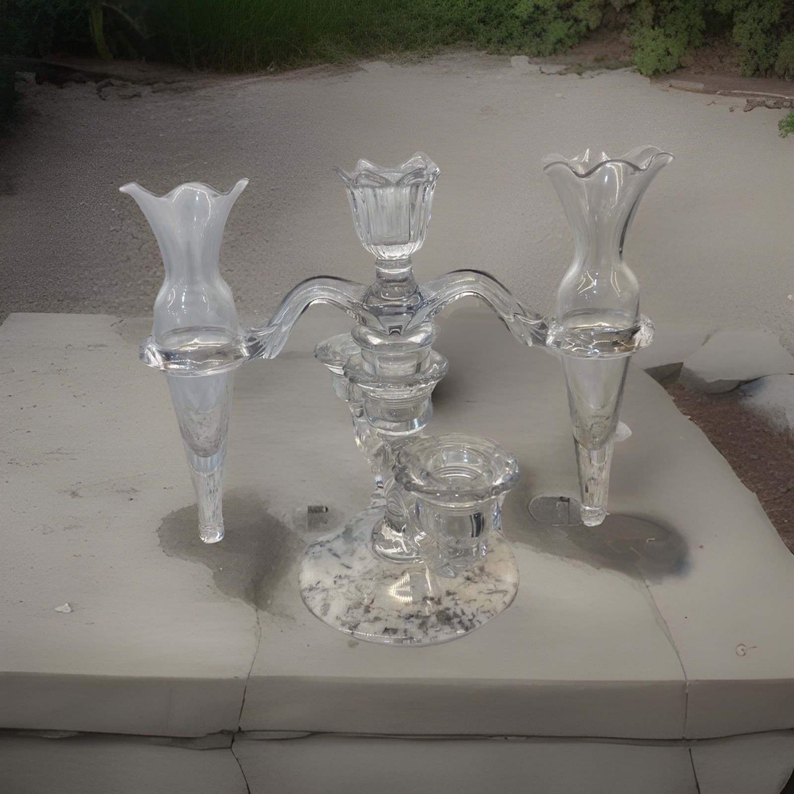 Vtg 40s? Epergne Candelabra Candle Holder Vases Hollywood Glam Elegant Caprice