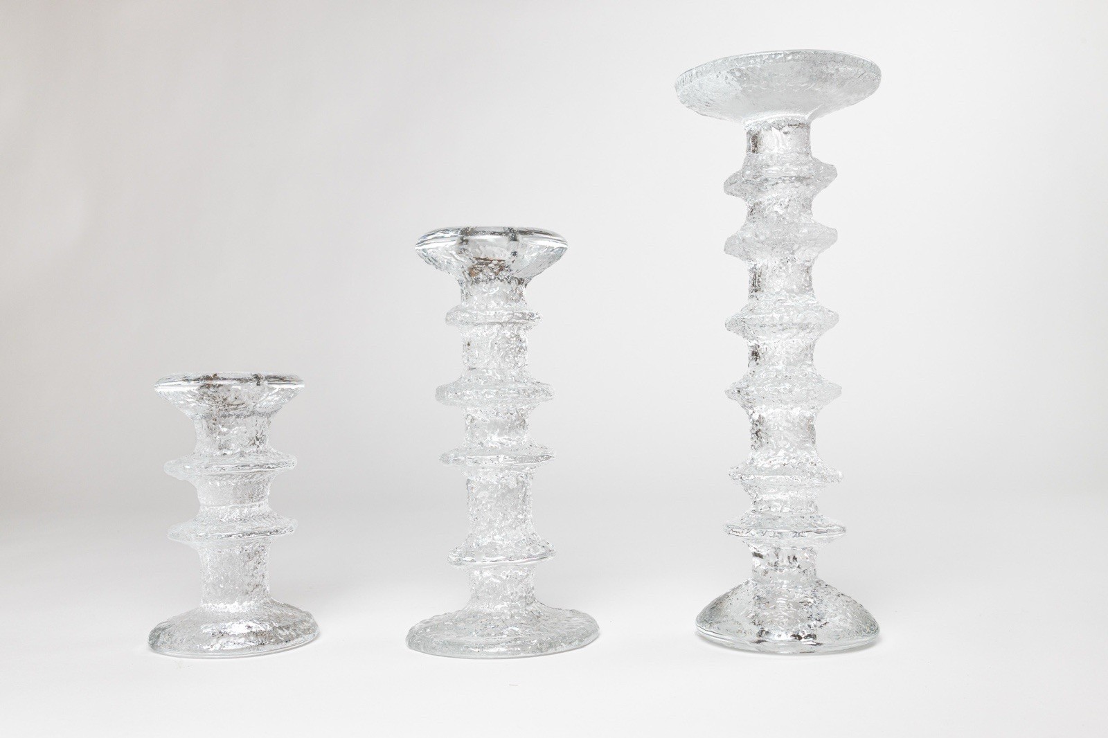Iittala Clear Textured Glass Candlestick Set Modern Scandinavian Art Decorative
