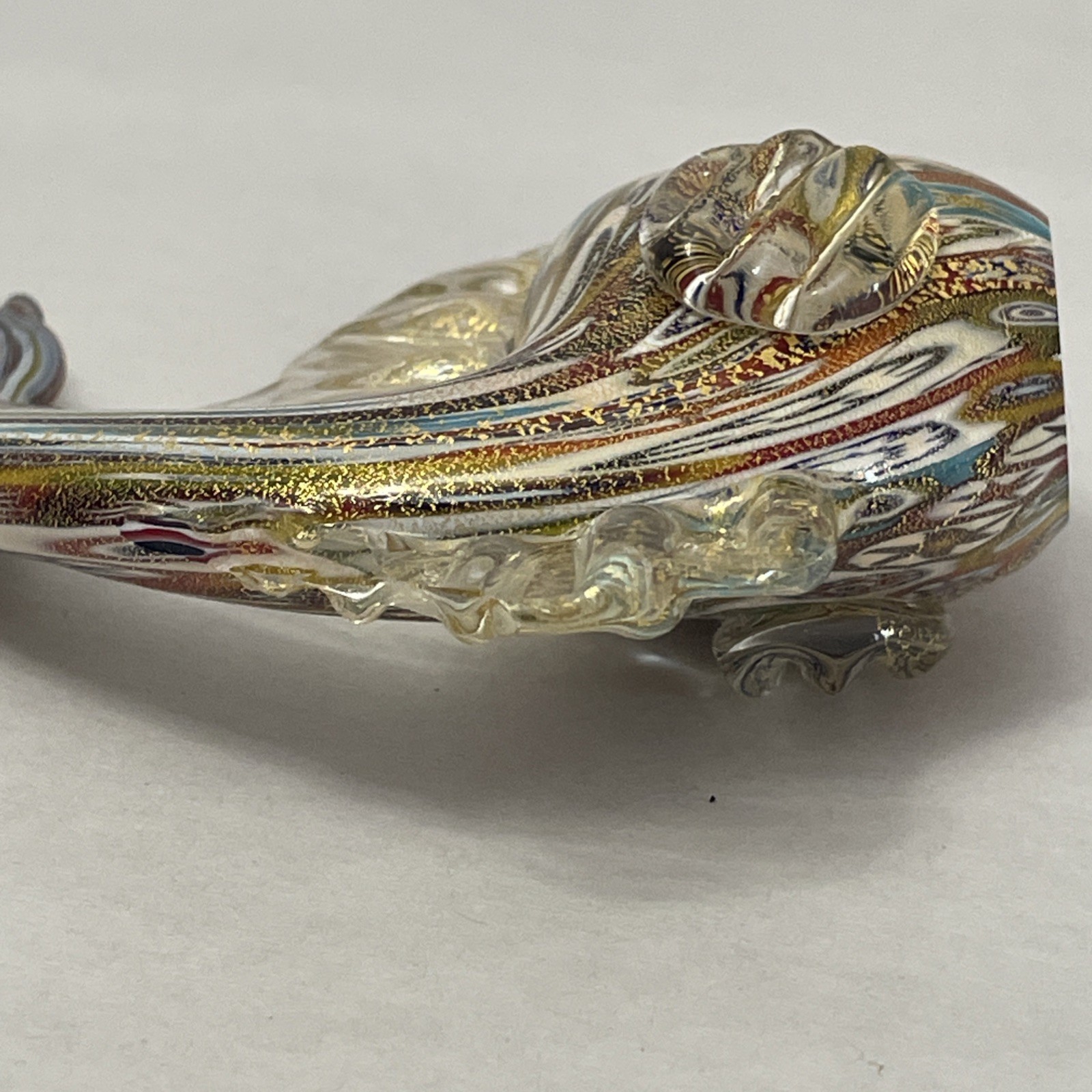 Vintage Murano Millefiori Art Glass Fish Figurine Gold 4.5” Tall /Broken