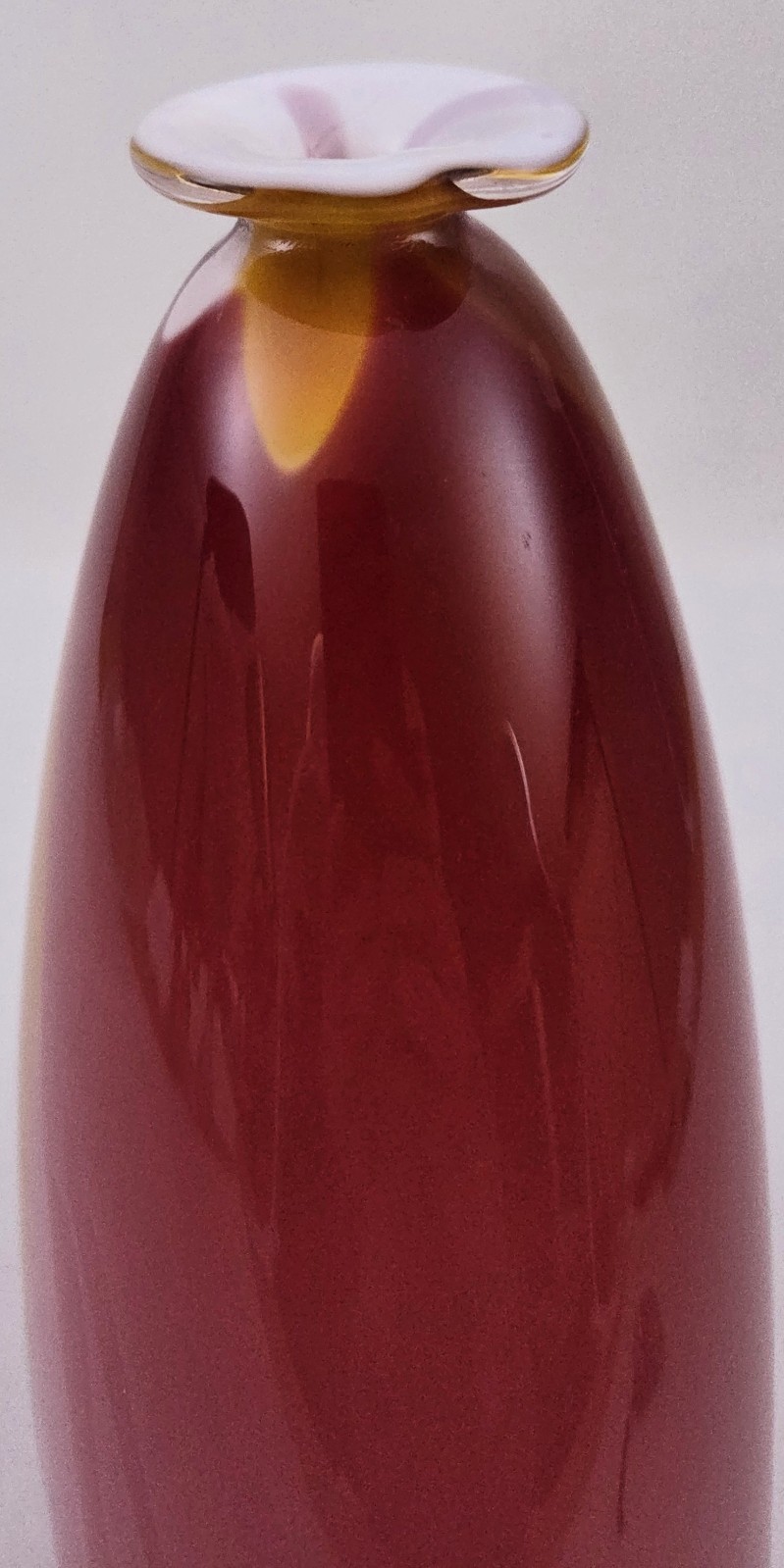 Mystery Artist Signed Studio Art Glass Bud Vase 11-1/2″ x 6-1/2″ x 3-1./2″