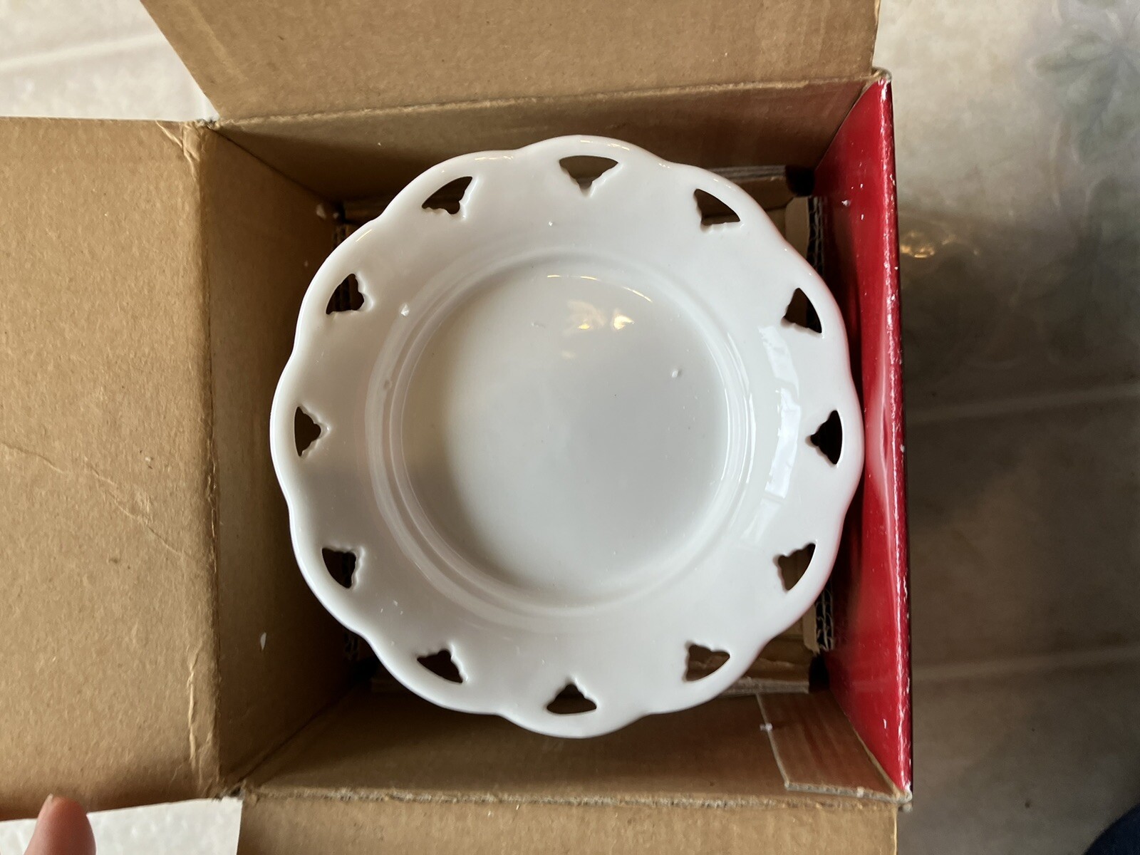 New Mikasa candle Holder china Holiday Lace RL040-101 For Pillar 3″ New in Box