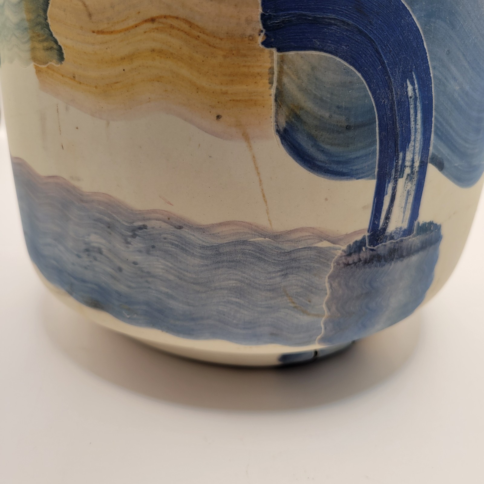 James Rothrock Hand Painted Art Pottery Vase 15in Tall 8in Diameter 1986