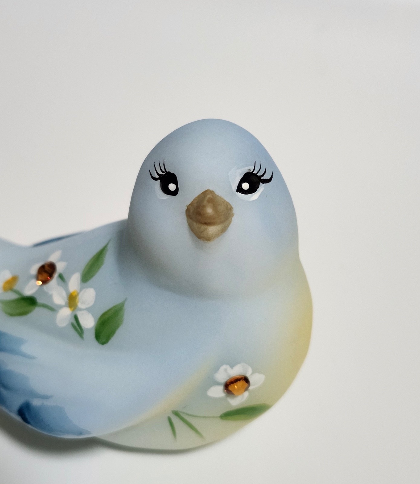 Fenton hand painted blue bird with gems