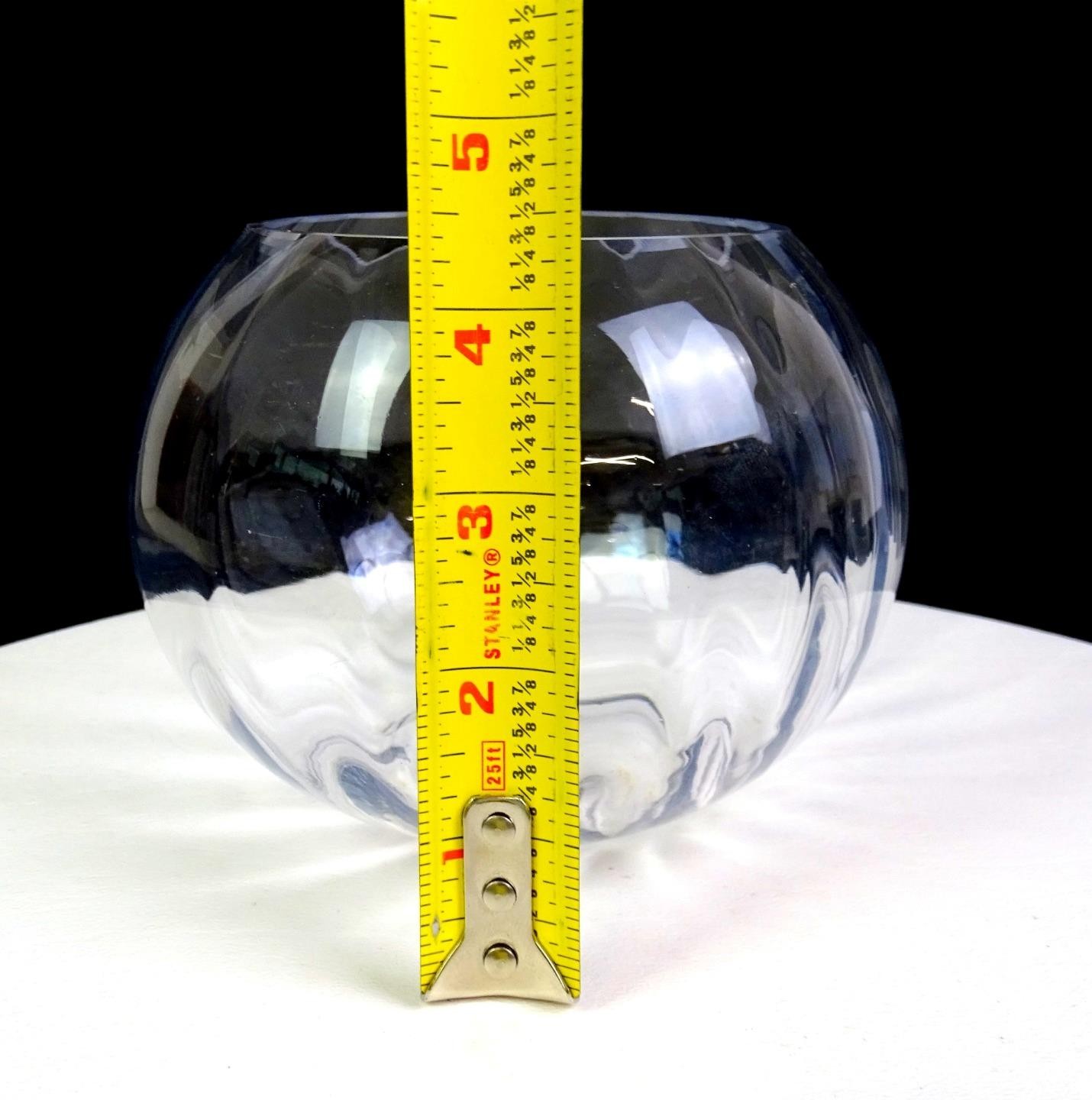 Industria Vetraria Valdar Italy Panel Optic Clear Glass 4 1/4″ Rose Bowl Vase