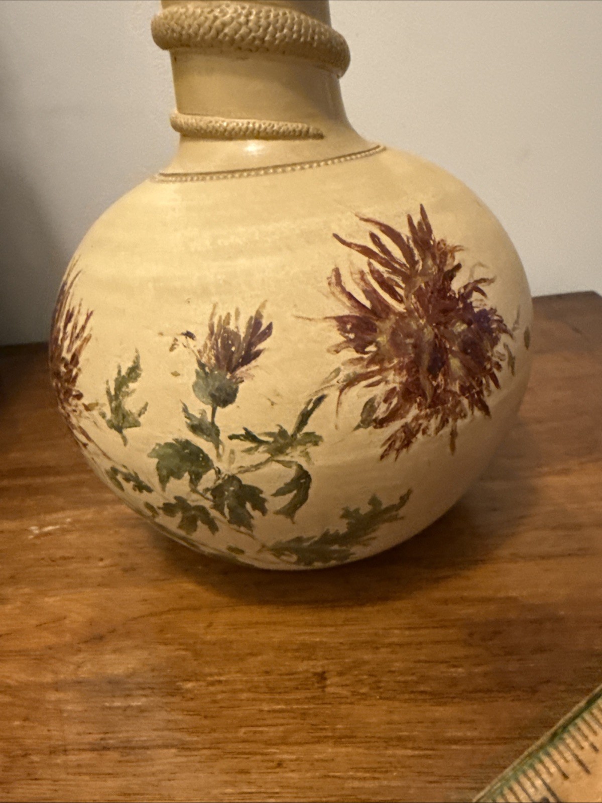 Vintage Stoneware Vase With Snake Wrapped Around The Neck