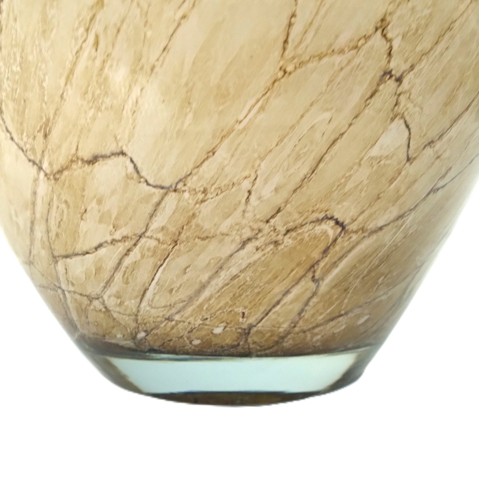 Jozefina Krosno Art Glass Marbled Tan and Brown Ombre Base Clear Cased 9″x6″