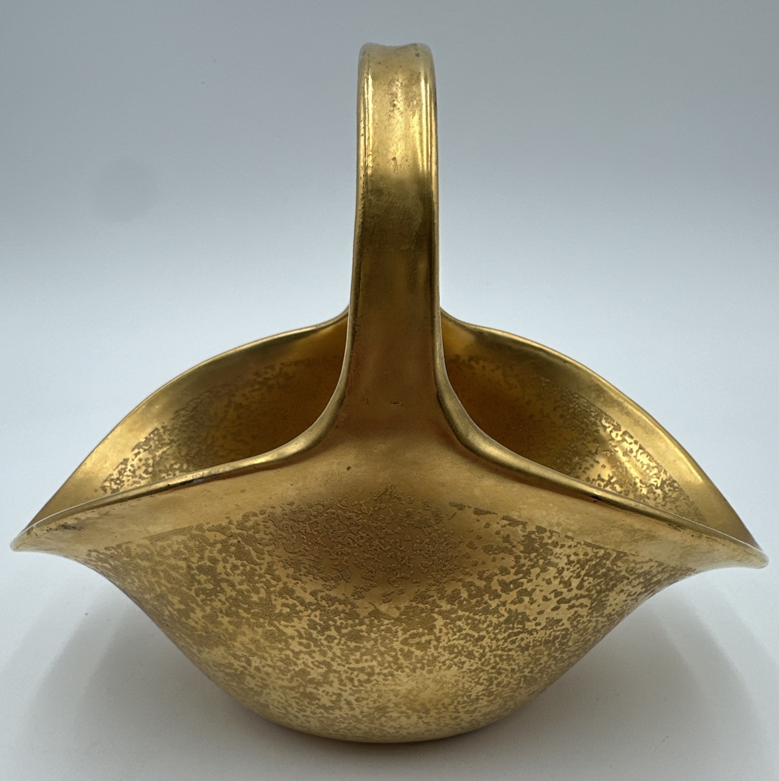 Antique Pickard china Gold Embossed Small Candy Nut Basket with Handle