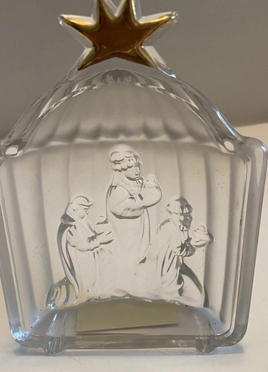 MIKASA Golden Stars Frosted Crystal Nativity Sculpture 3 WisemanMade in Germany