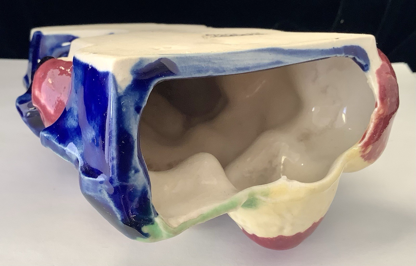 7+1/2” Vintage Majolica Fruit Wall Pocket Ceramic Vase Hand Paint Made In Japan