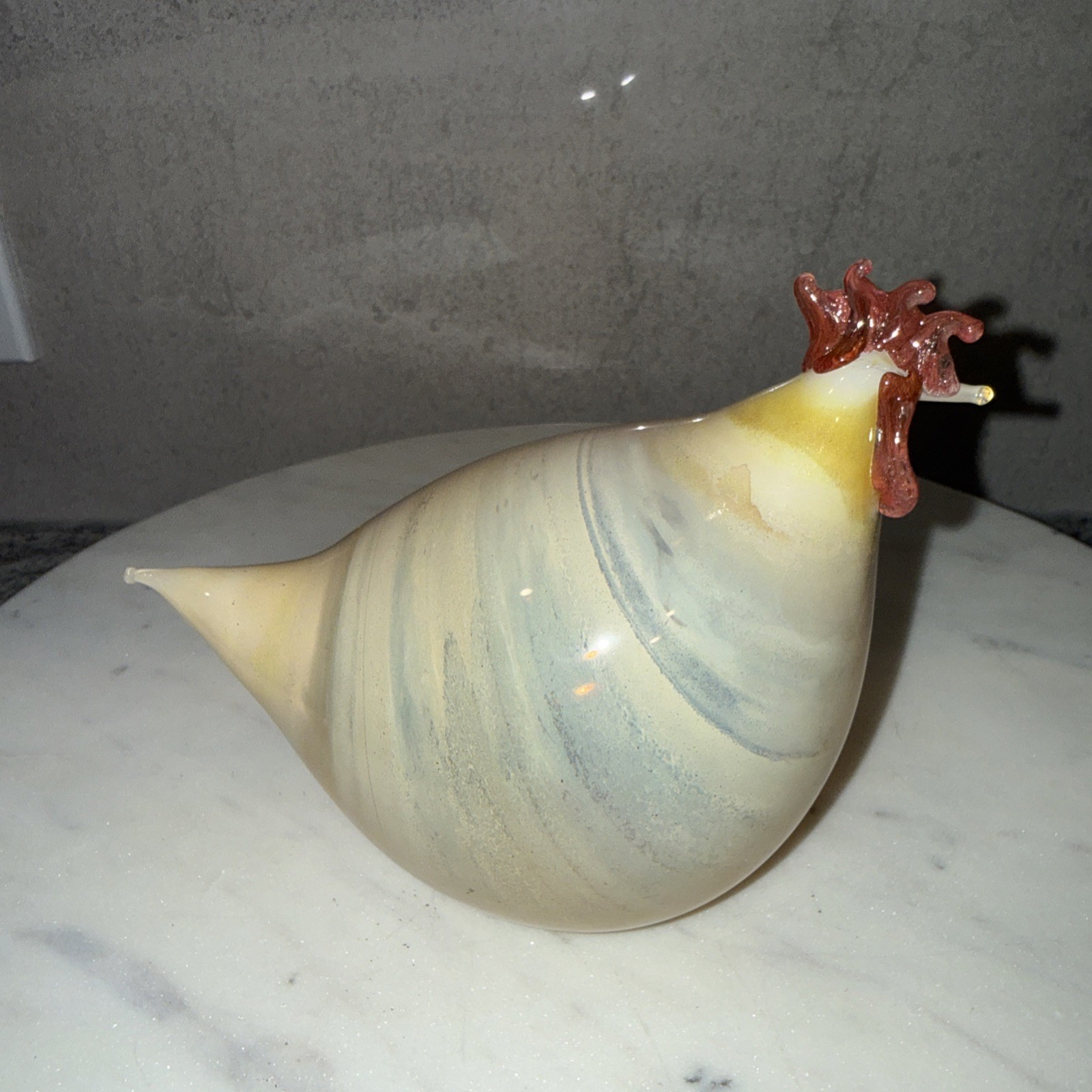 Rene Burri Mundgeblasen Hand Blown Glass Rooster Chicken Figurines Switzerland