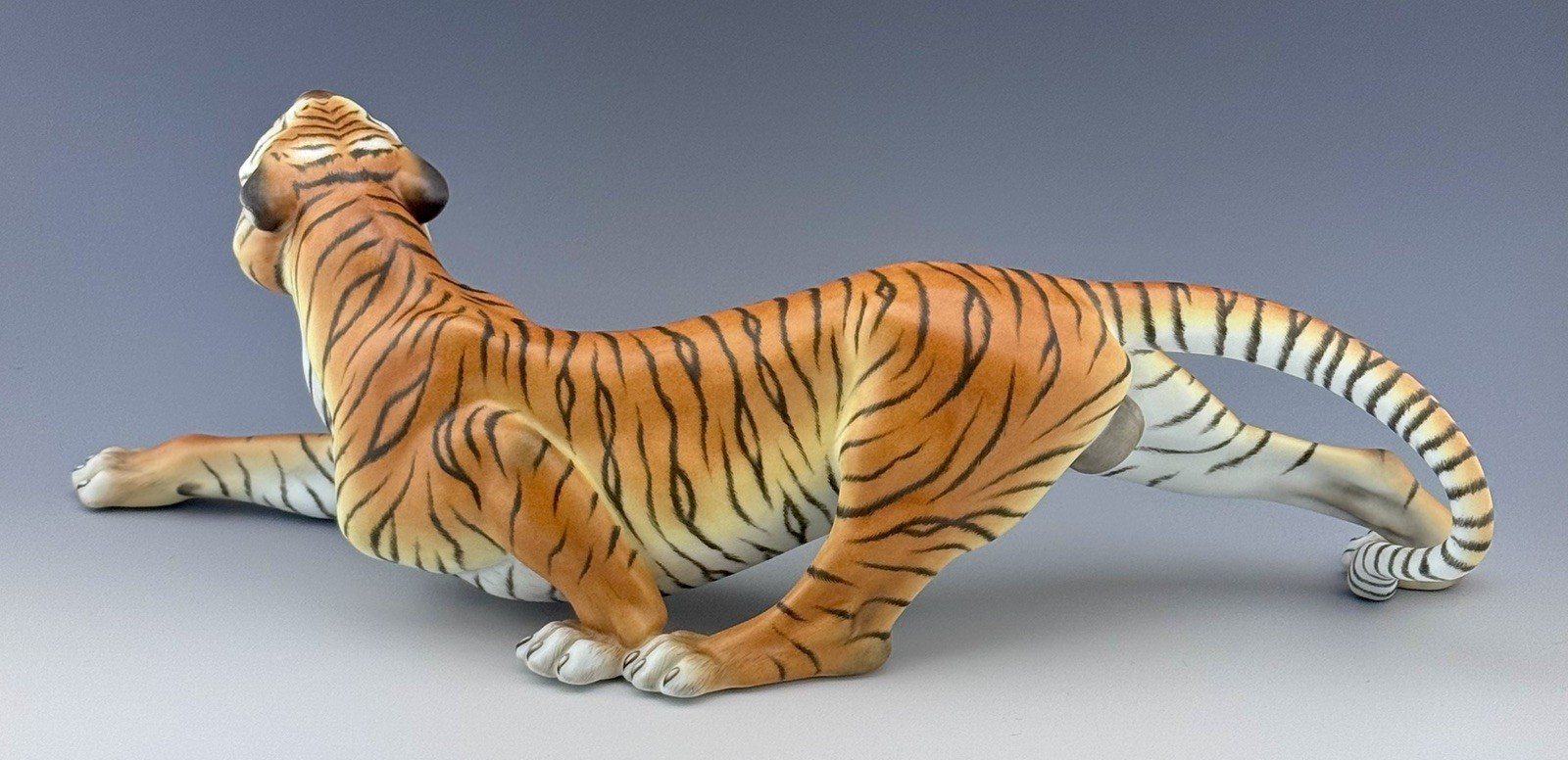 🦋 MINT HEREND Large 18” TIGER Cat Natural Figurine $2,608 Retail Artist Signed