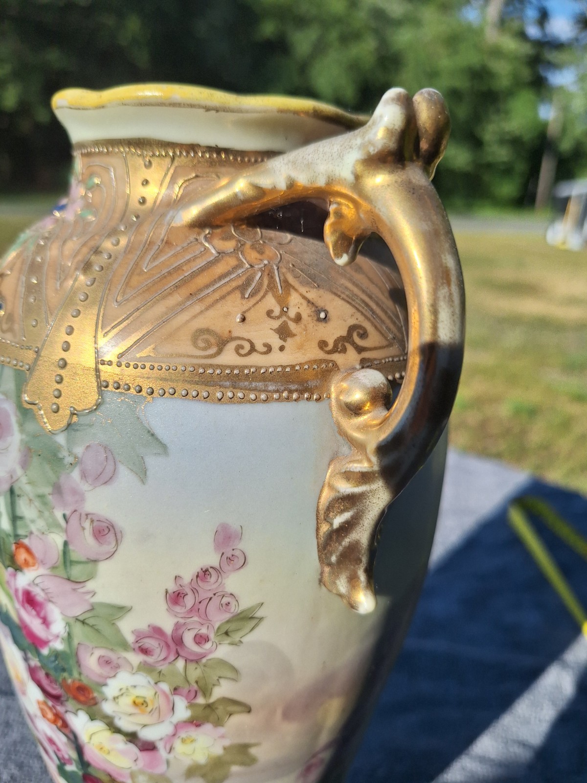 Nippon Two Handled China Vase 11 3/4 Inches M