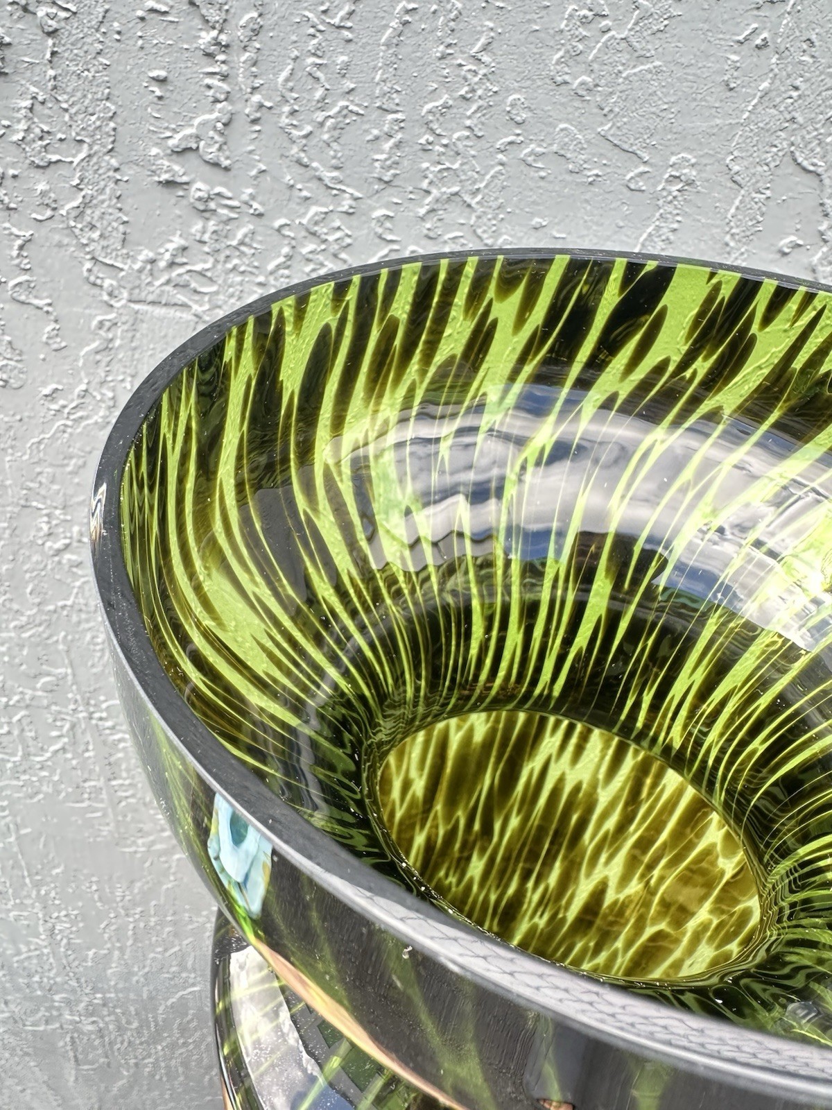 Vintage Large Art Glass Vase 31” Guild Poland– Green Black Handblown Style