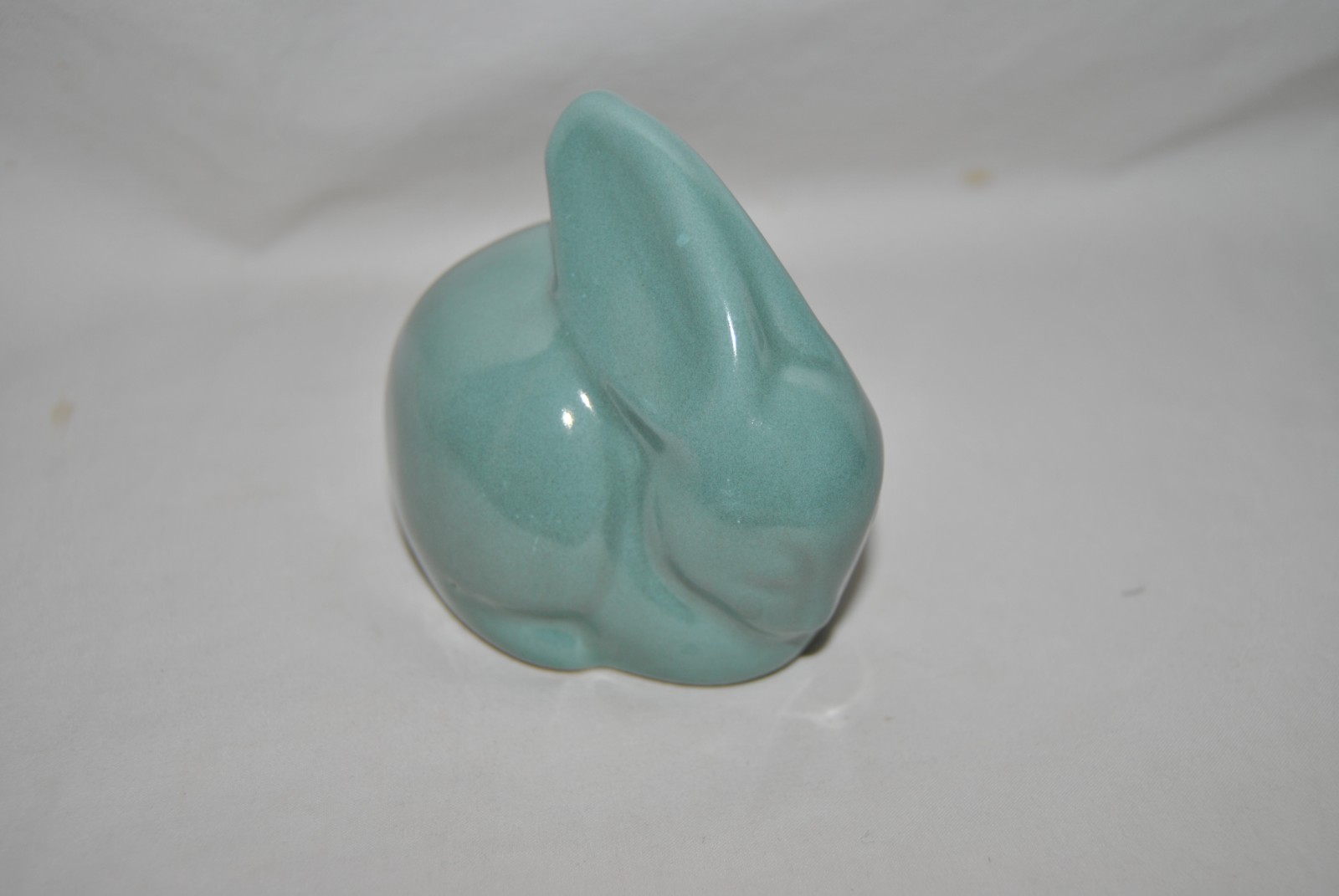 Van Briggle Light Blue Rabbit Bunny Paperweight Signed On Bottom