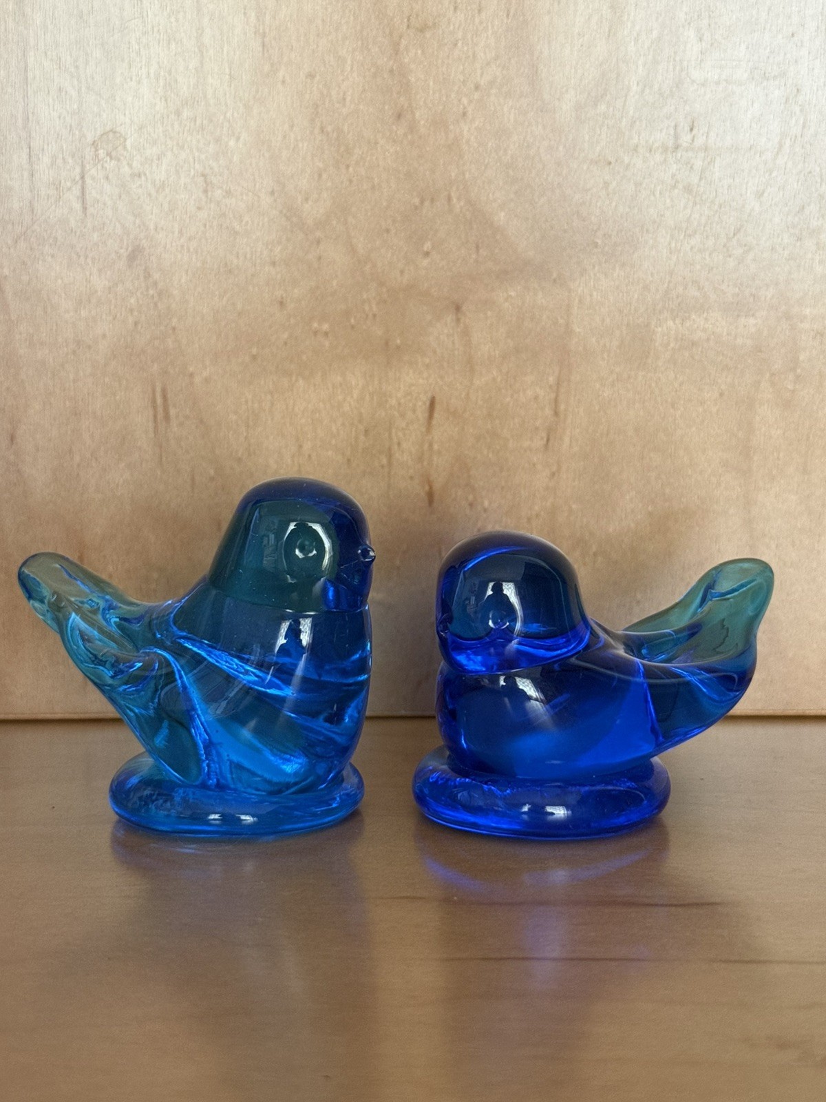 Vintage Blue Birds Of Happiness Cobalt Blue Signed Leo Ward 1996 & 2006 Set Of 2