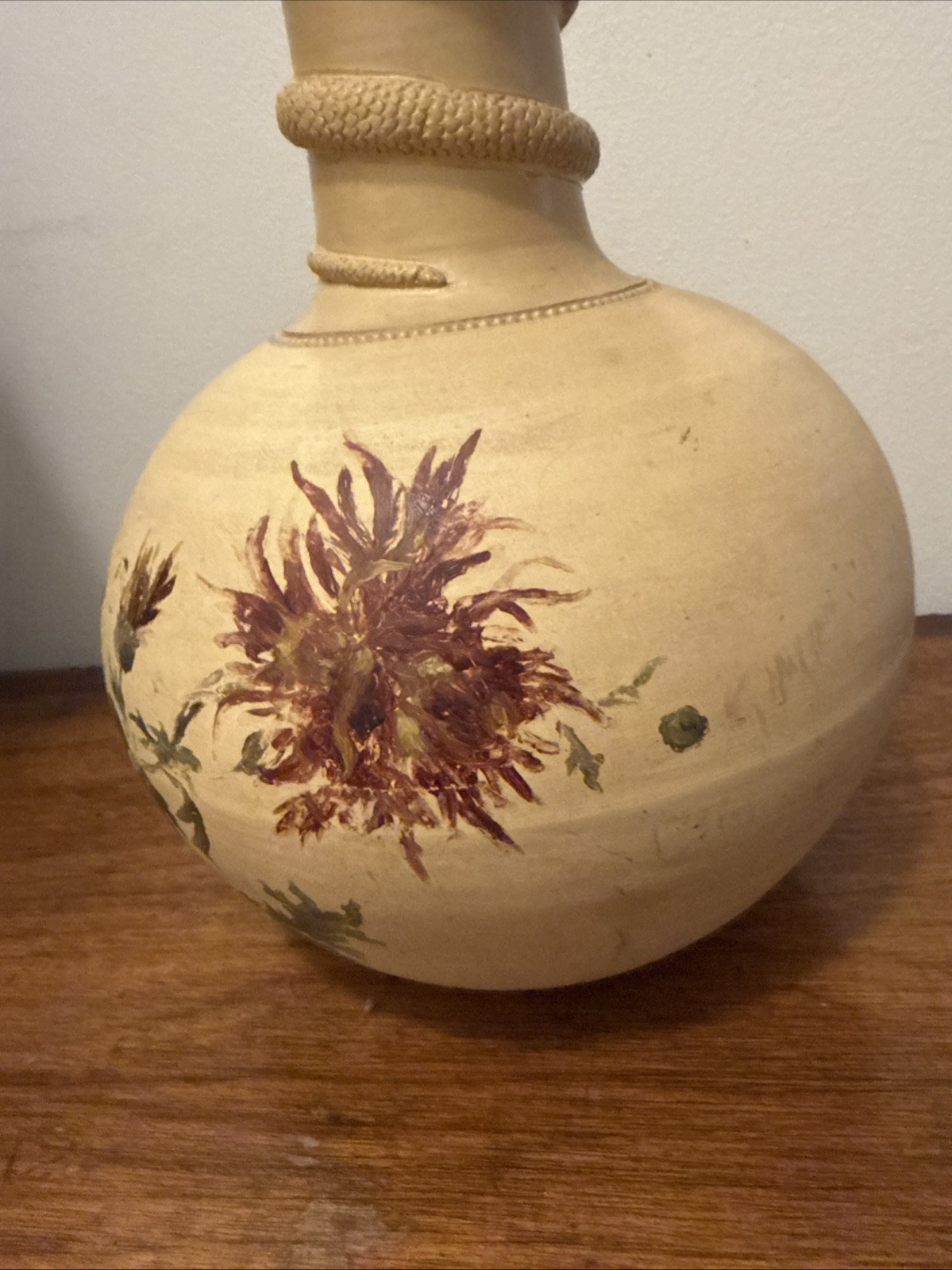 Vintage Stoneware Vase With Snake Wrapped Around The Neck