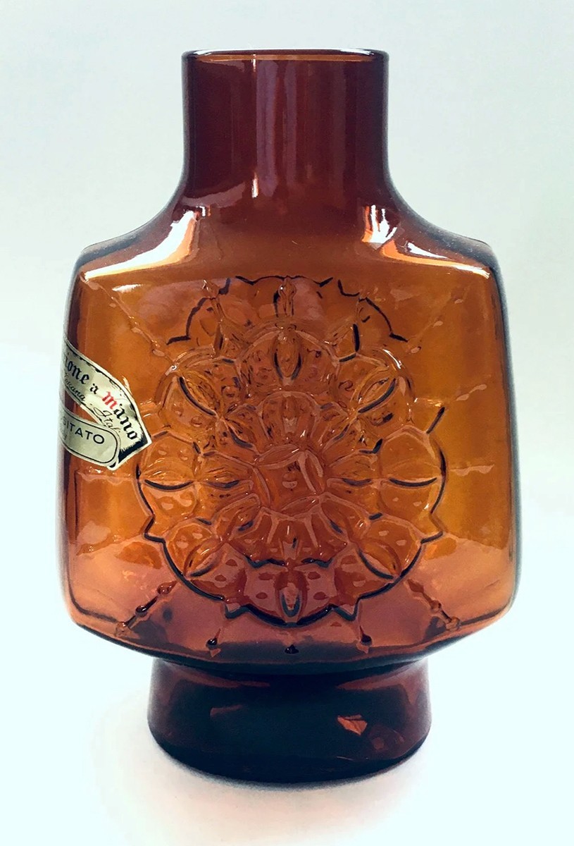 Vintage MCM Empoli Amber Starburst Vase c 1960’s Mint Condition Free Shipping