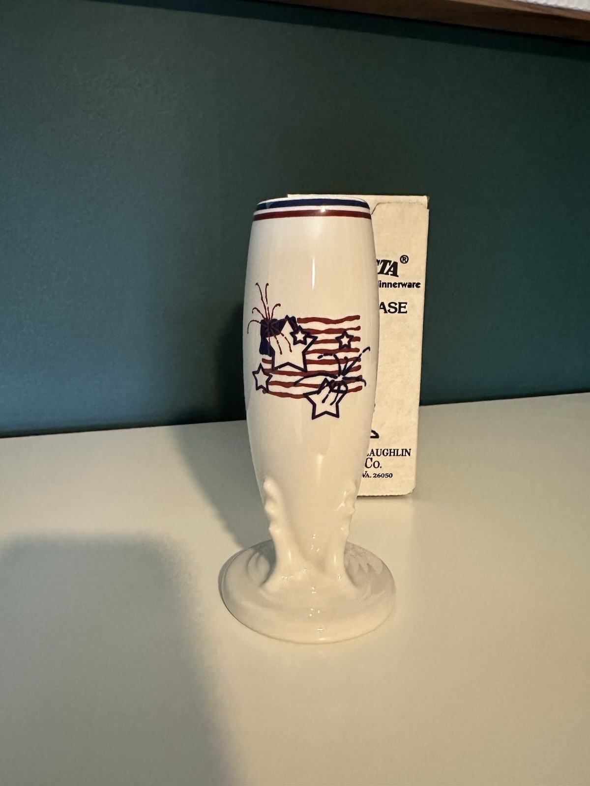 Fiesta Fiestaware Stars And Stripes Bud Vase – Retired-With Box -See description