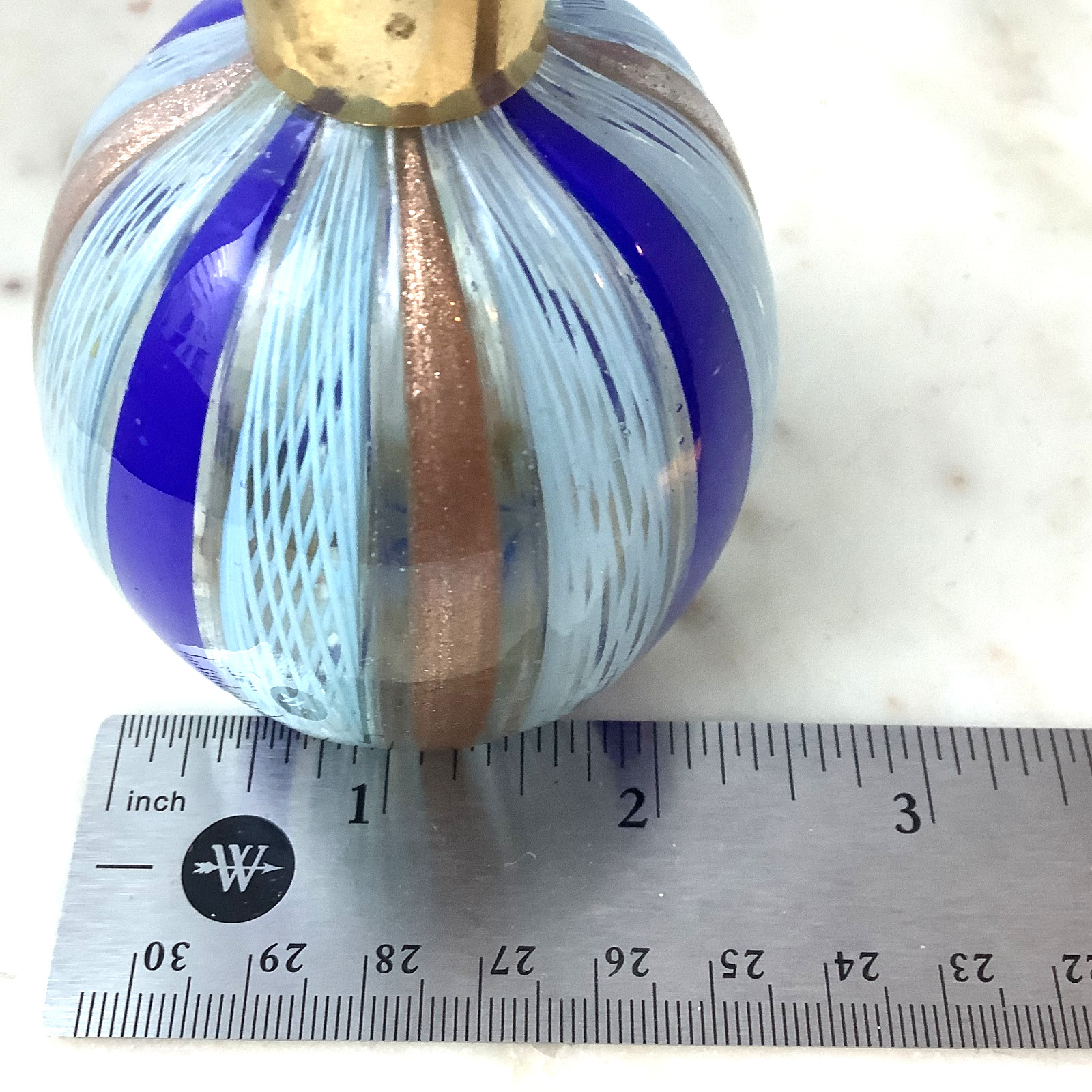 Vtg Murano Art Glass Perfume Bottle Atomizer Blue Aqua MCM 1960s Original Tag