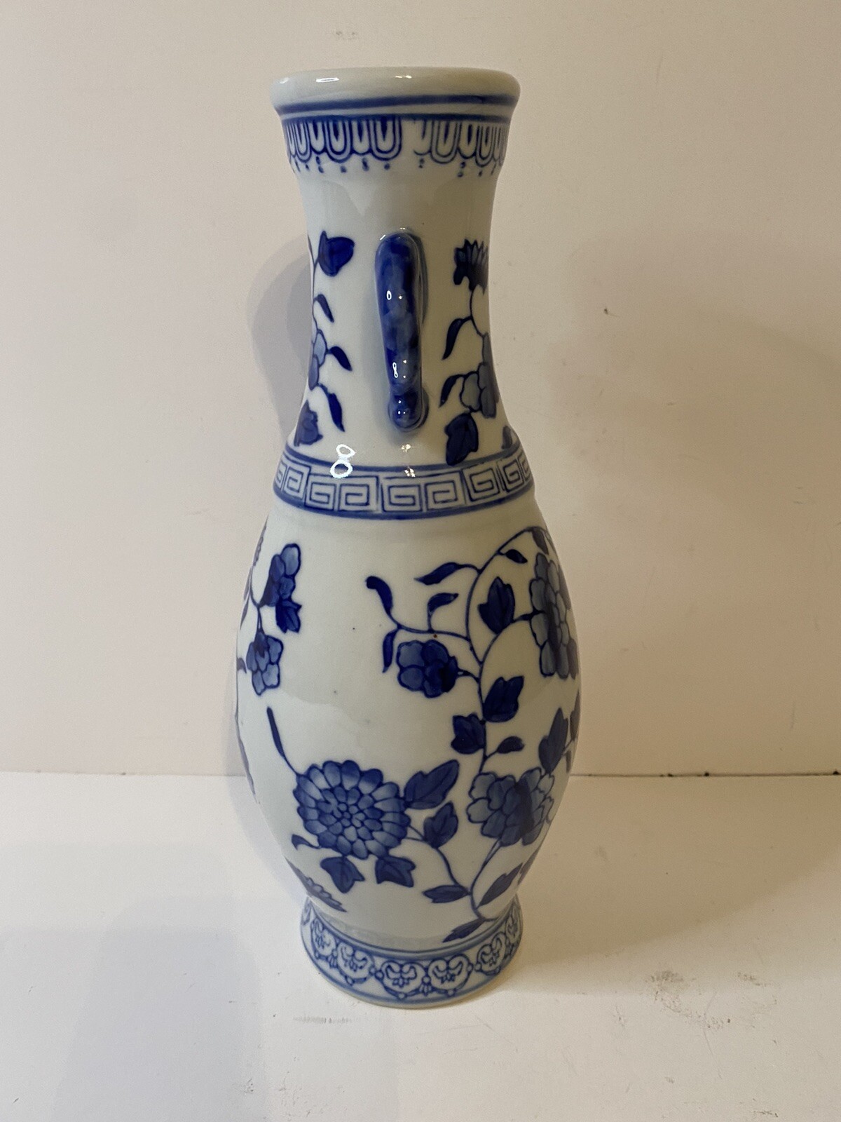 Blue and White Porcelain Bud Vase 10” H Ceramic Pottery China